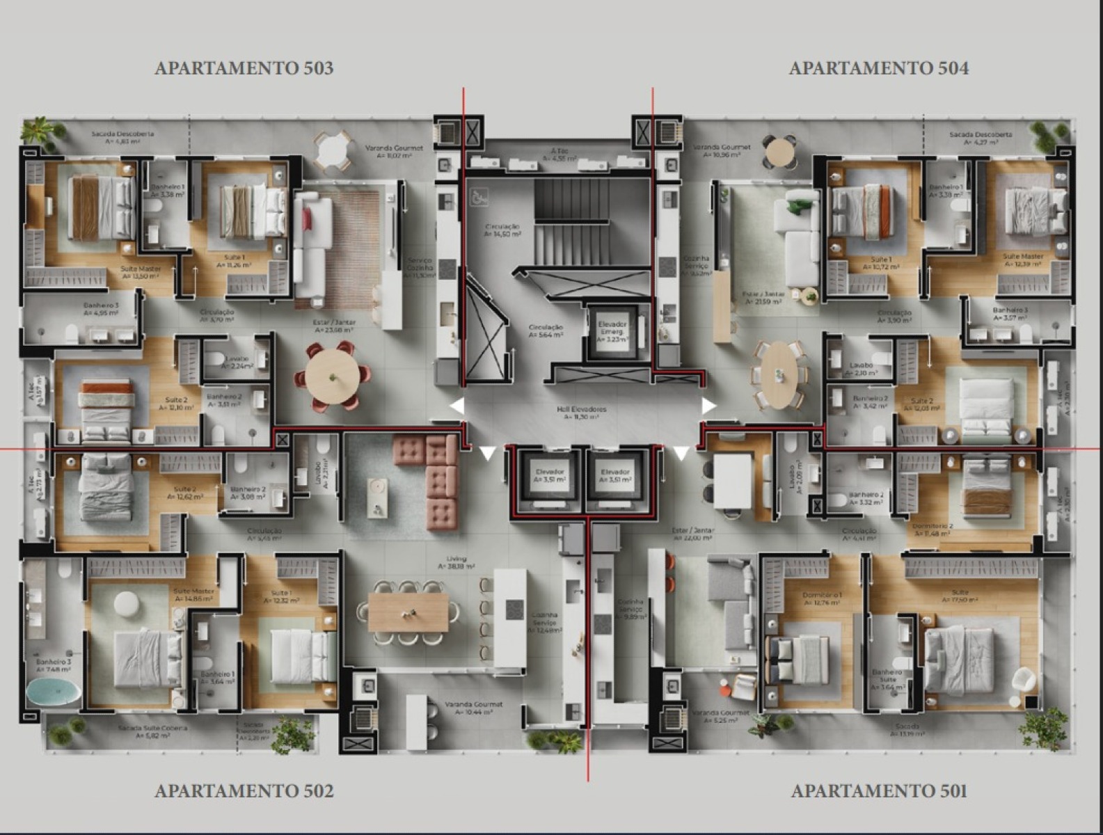 Apartamento com 3 suítes no Edifício Volo Riviera no Fazenda em Itajaí - Planta