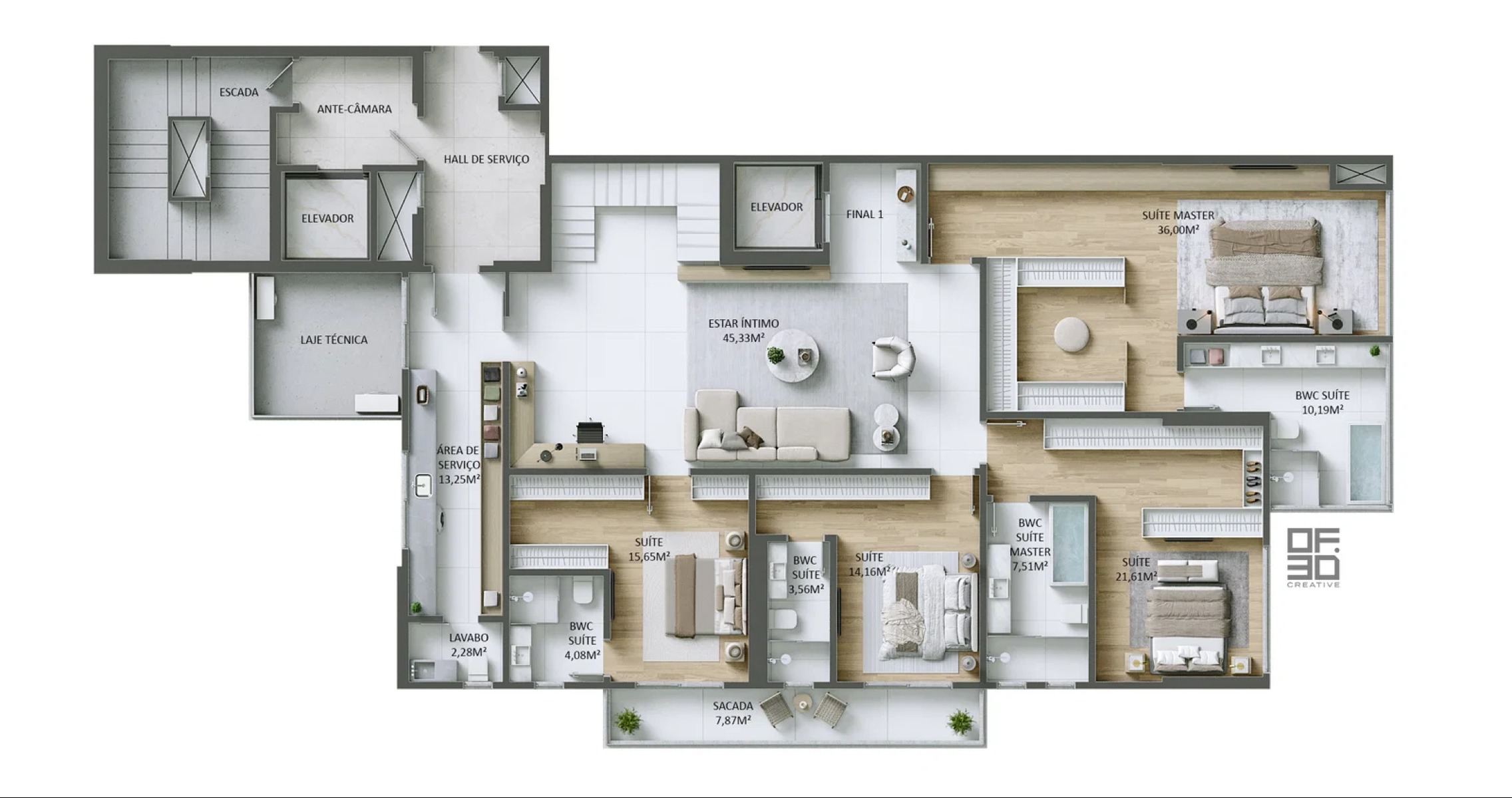 Cobertura duplex com 4 suítes no Edifício Altmare Residencial no Fazenda em Itajaí - Planta