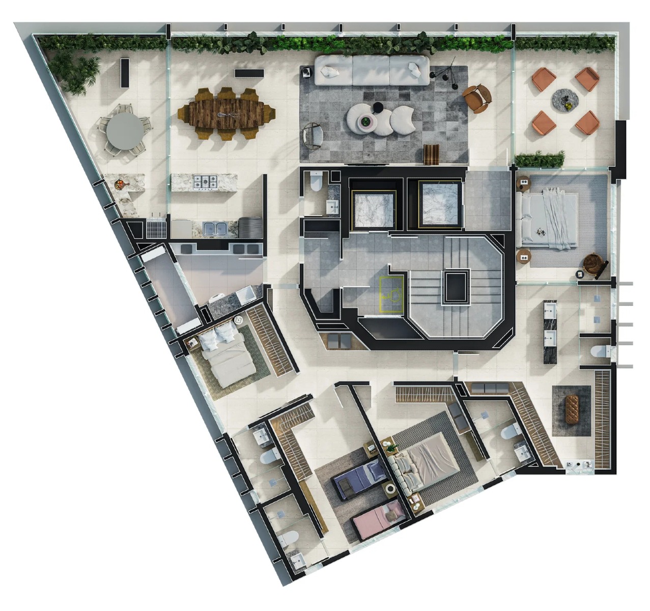 Apartamento com 4 suítes no Sunstar Ocean Tower no Centro em Itapema - Planta