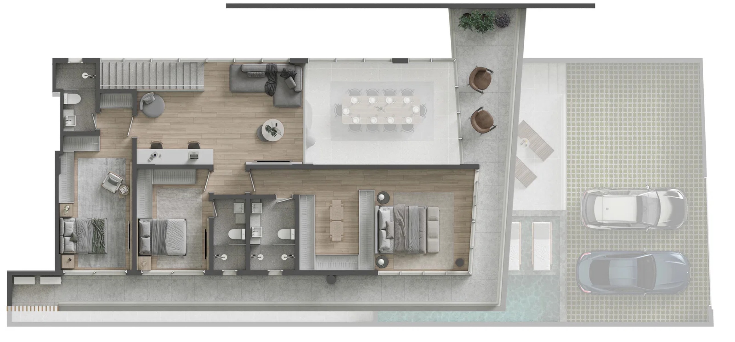 Apartamento garden duplex com 4 suítes frente mar no Sense Praia Brava, Itajaí - Planta