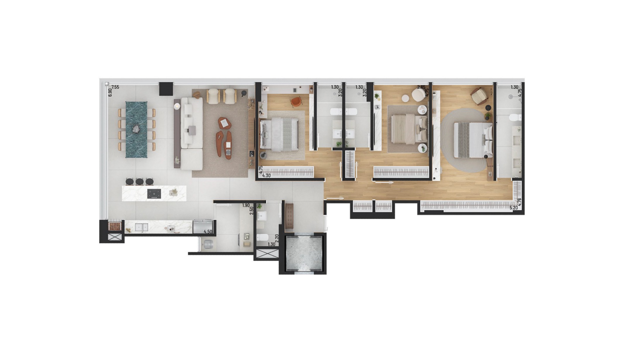 Apartamento com 3 suítes no NEOS na Praia Brava em Itajaí - Planta