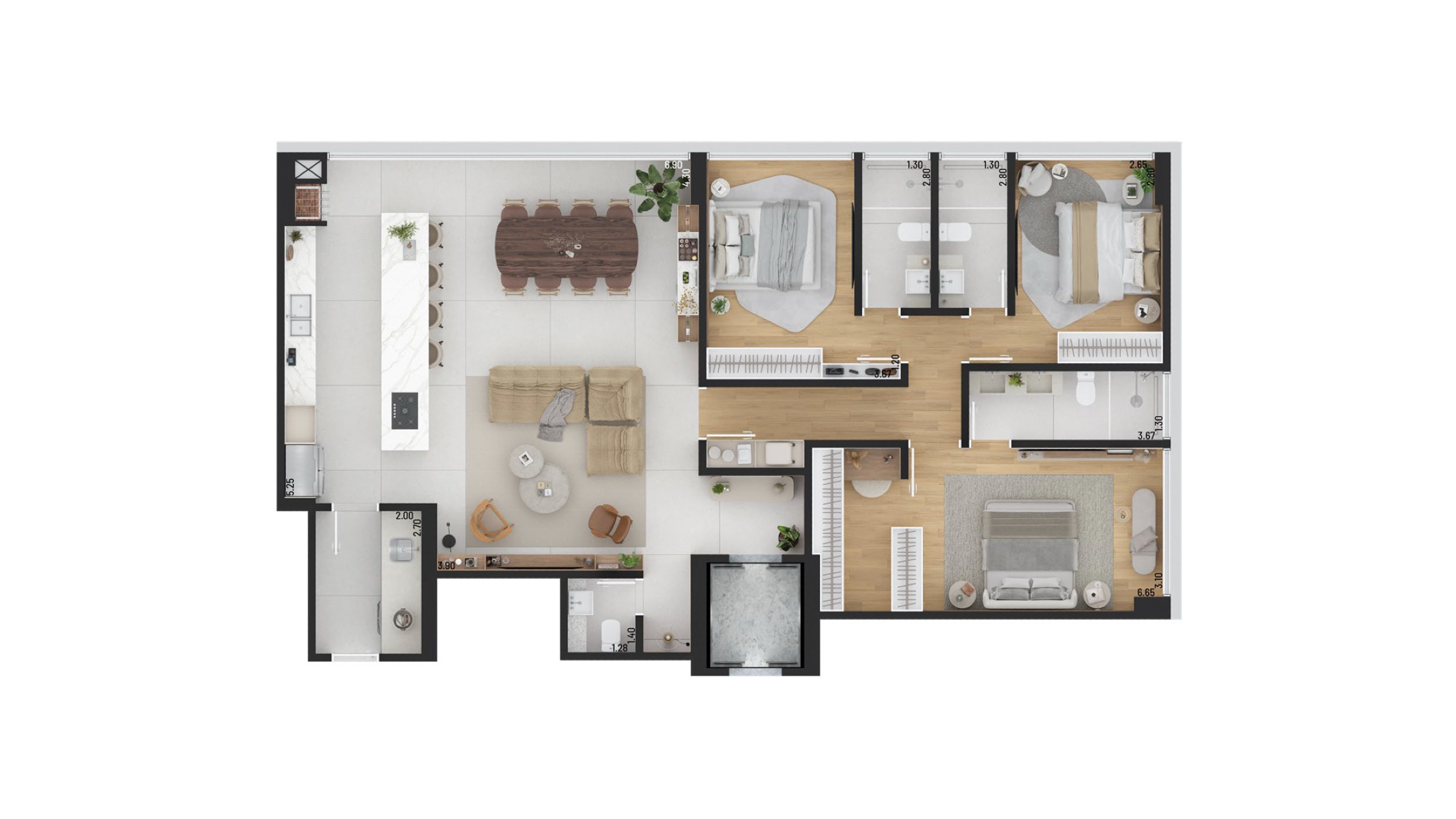 Apartamento com 147m² e 3 suítes no NEOS Praia Brava em Itajaí - Planta