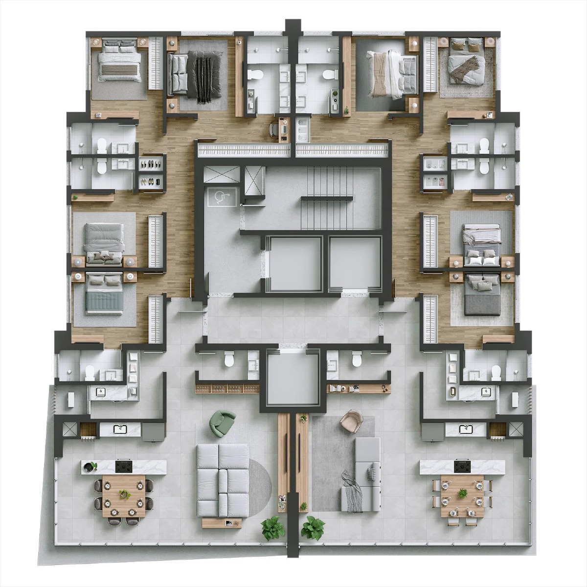 Apartamento com 4 Suítes no High Tower no Centro em Itapema - Planta