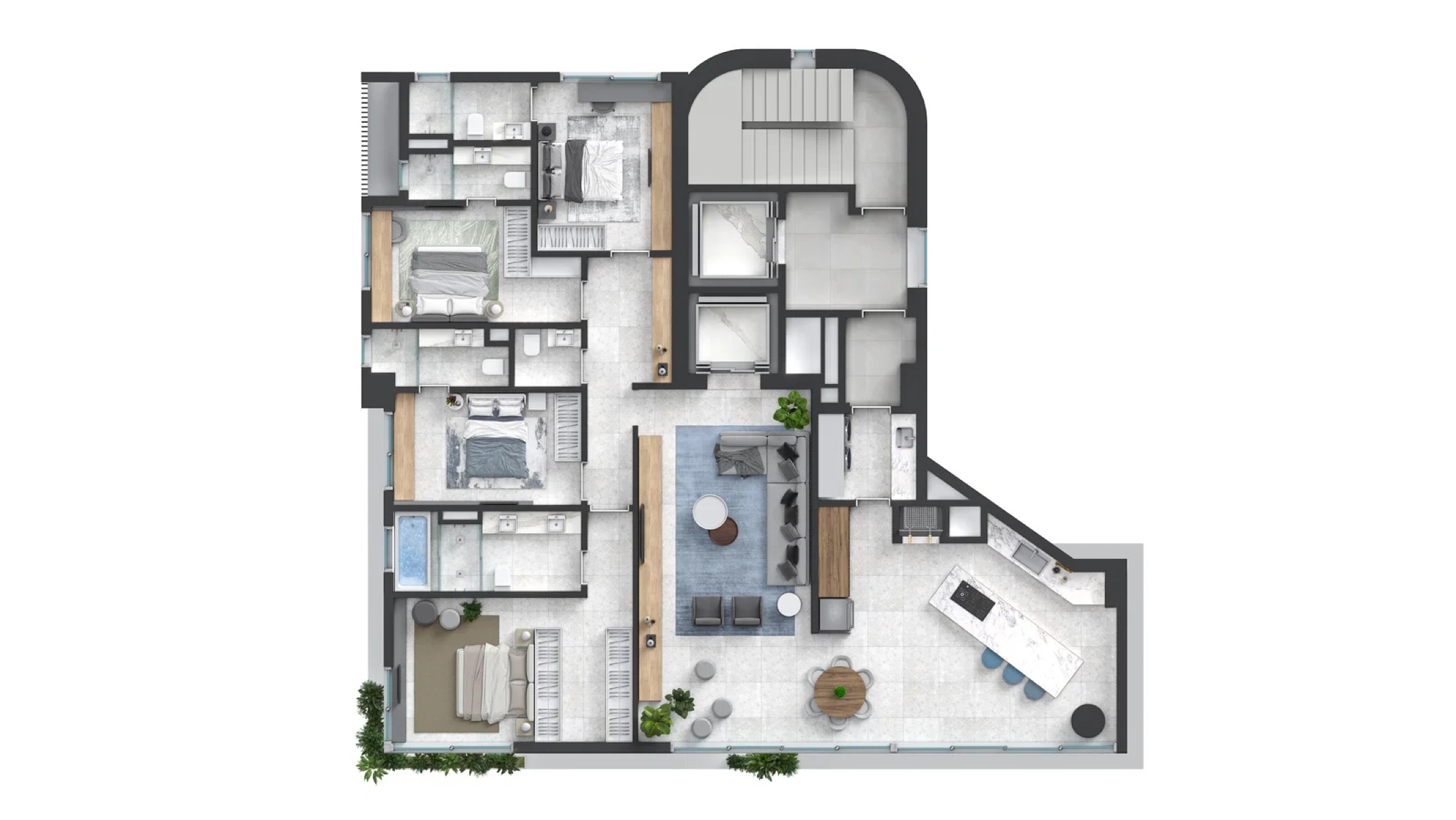 Apartamento com 4 Suítes no Vitreo 271 na Meia Praia em Itapema - Planta