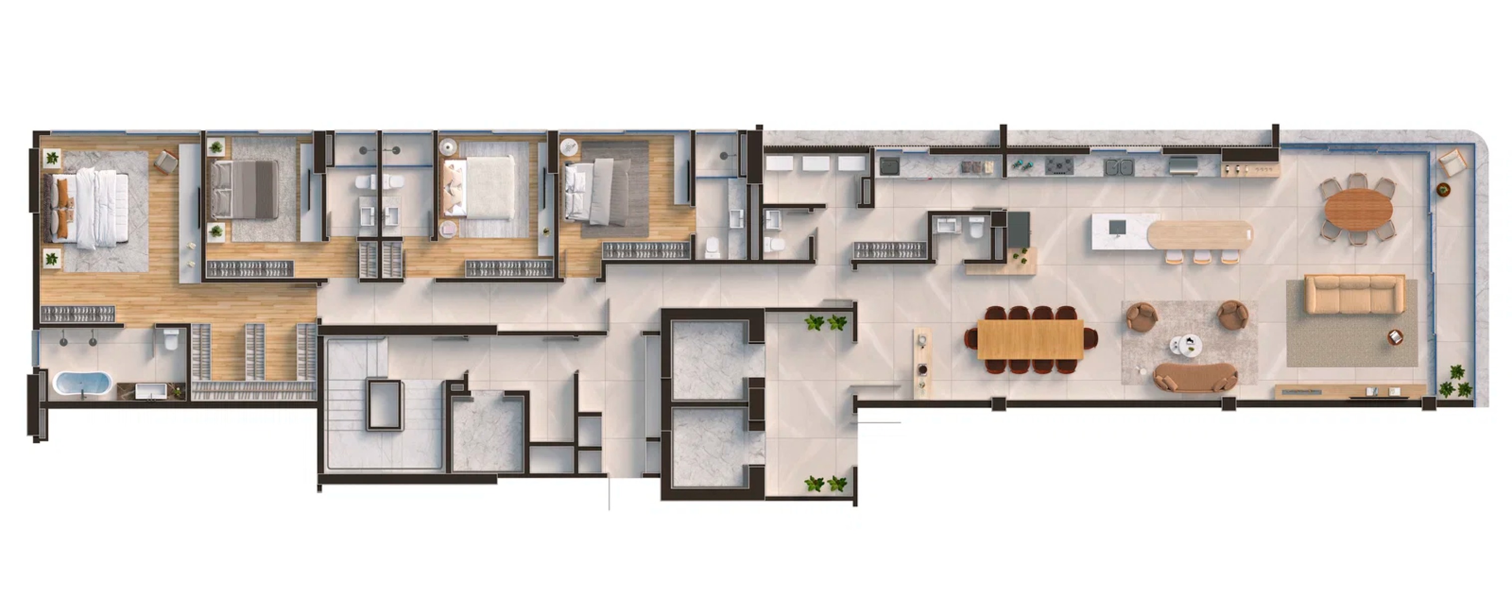 Apartamento com 4 Suítes no Edifício Edify One na Meia Praia, Itapema - Planta