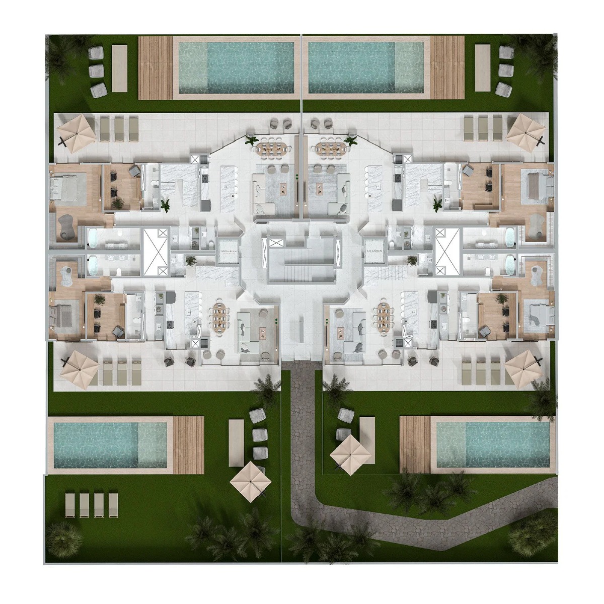 Apartamento frente mar com 4 suítes no Scenarium na Praia Brava em Itajaí  - Planta