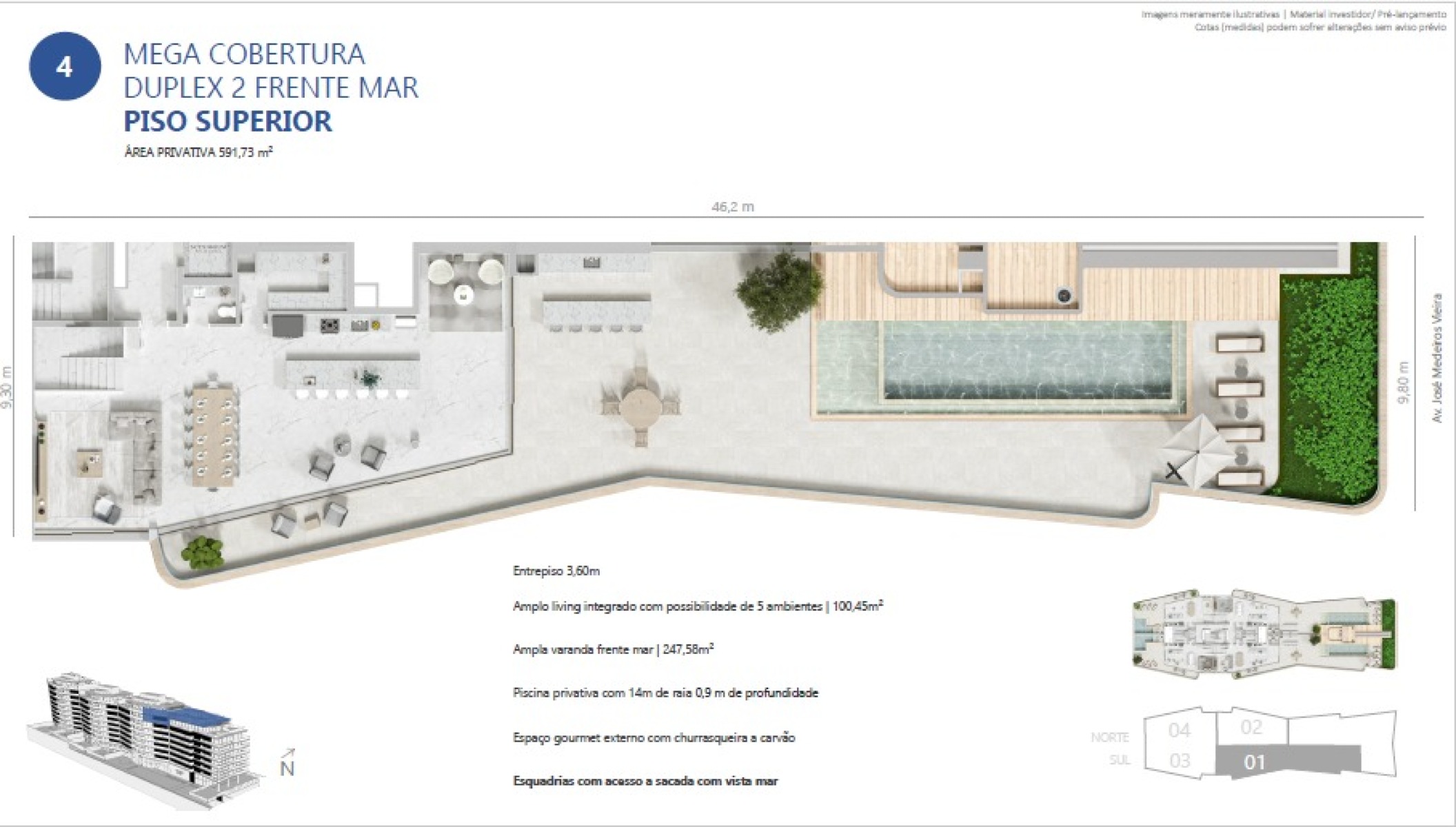 Cobertura 591m² com 4 suítes no Scenarium na Praia Brava, Itajaí - Planta