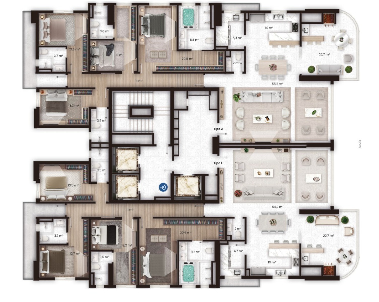Apartamento com 4 suítes e 213m² no Edifício Salzburgo na Meia Praia, Itapema - Planta