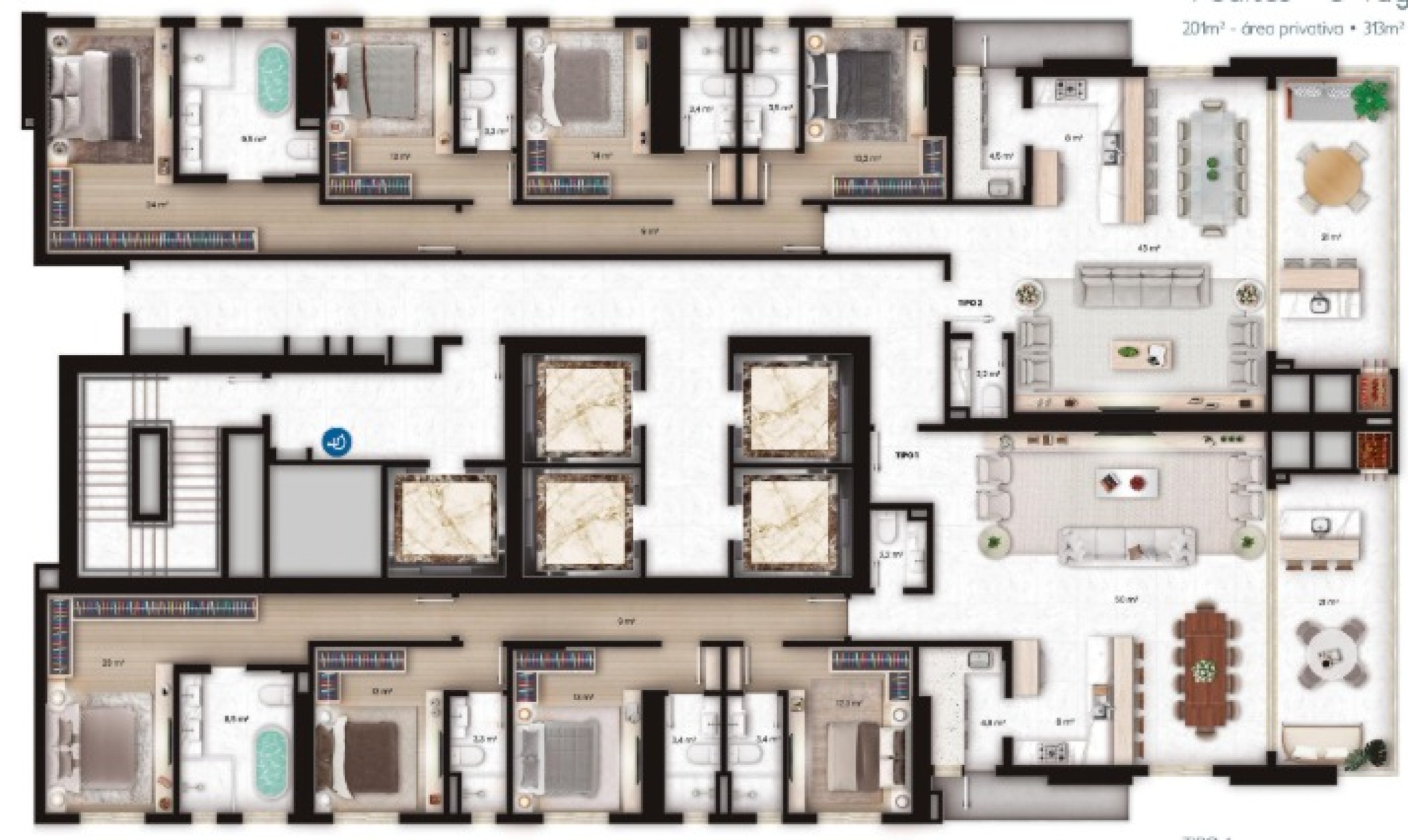 Apartamento com 4 Suítes no Edifício Dallo Sweden no Centro em Itapema - Planta