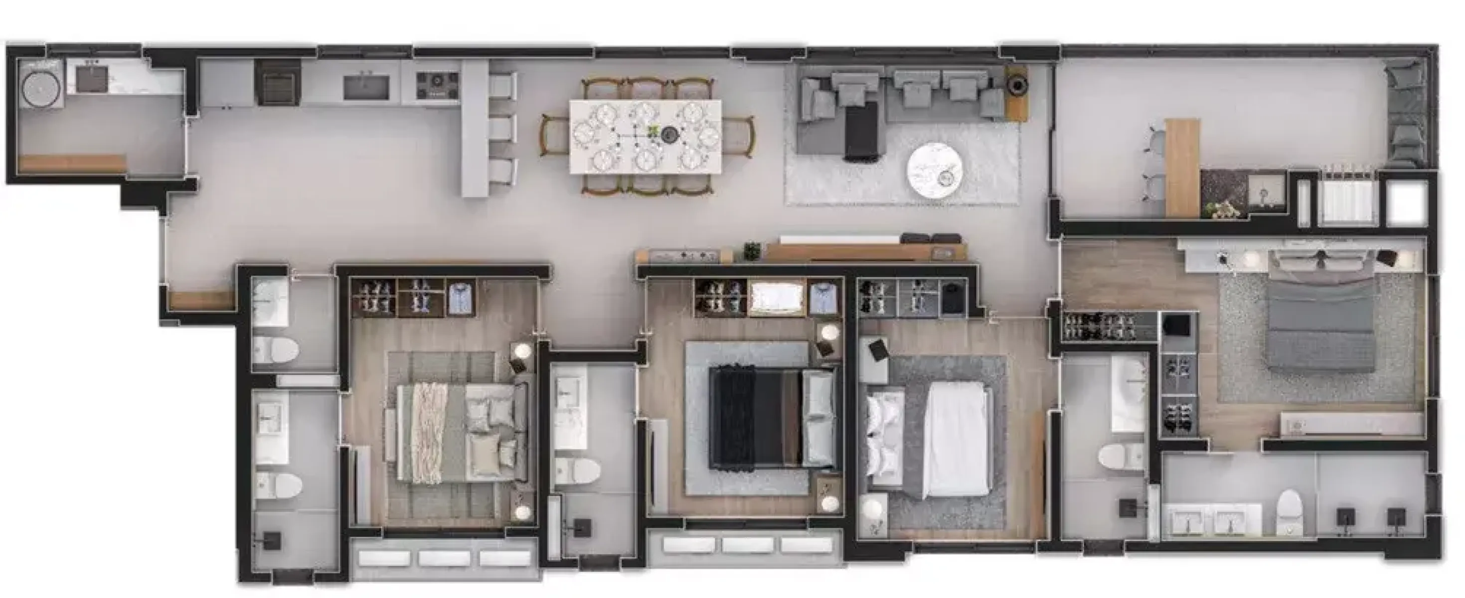 Apartamento com 4 suítes Edifício Piazza Zilli na Meia Praia Itapema - Planta
