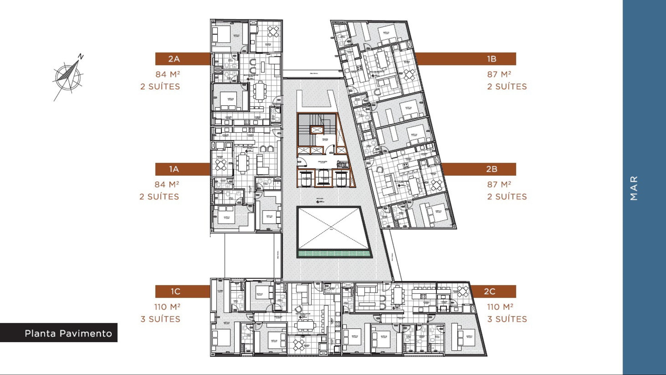 Apartamento 110m² com 3 Suítes no Edifício Sunhaus em Balneário Perequê, Porto Belo - Planta