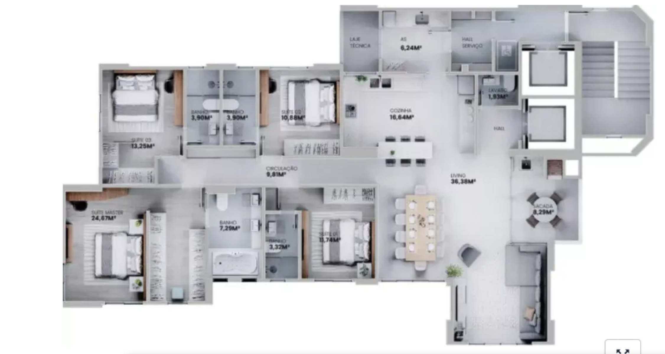 Apartamento com 04 Suítes no Edifício Magic Sun na Barra Sul de Balneário Camboriú - Planta