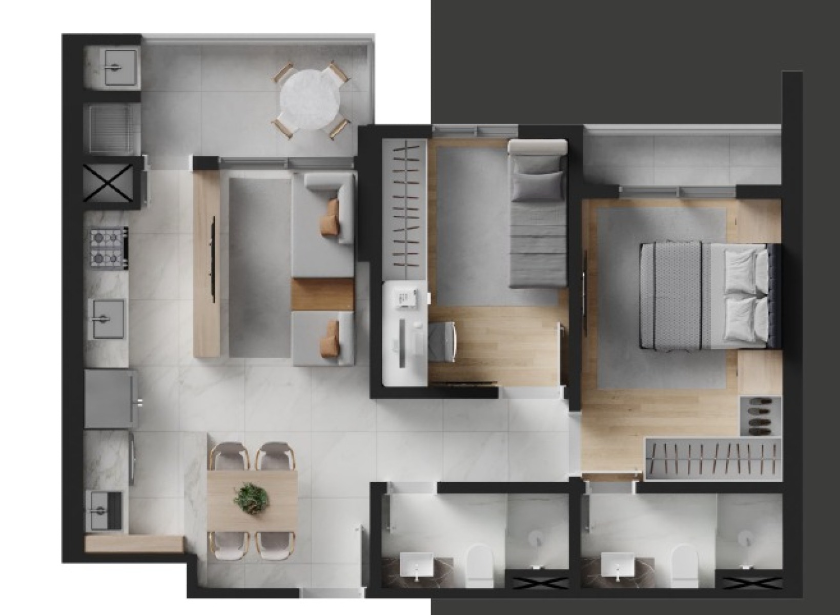 Apartamento com 2 Dormitórios no Edifício Habitah na Praia Brava, Itajaí - Planta