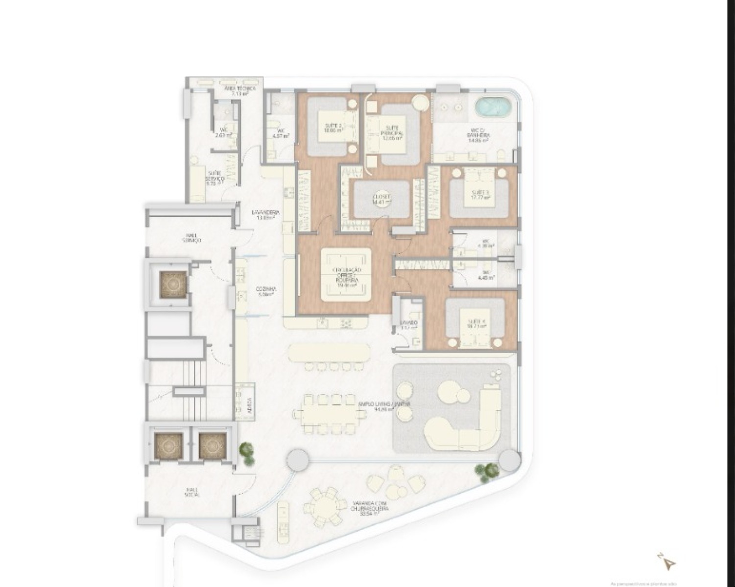 Apartamento com 4 Suítes no Atmosphere na Praia Brava em Itajaí - Planta