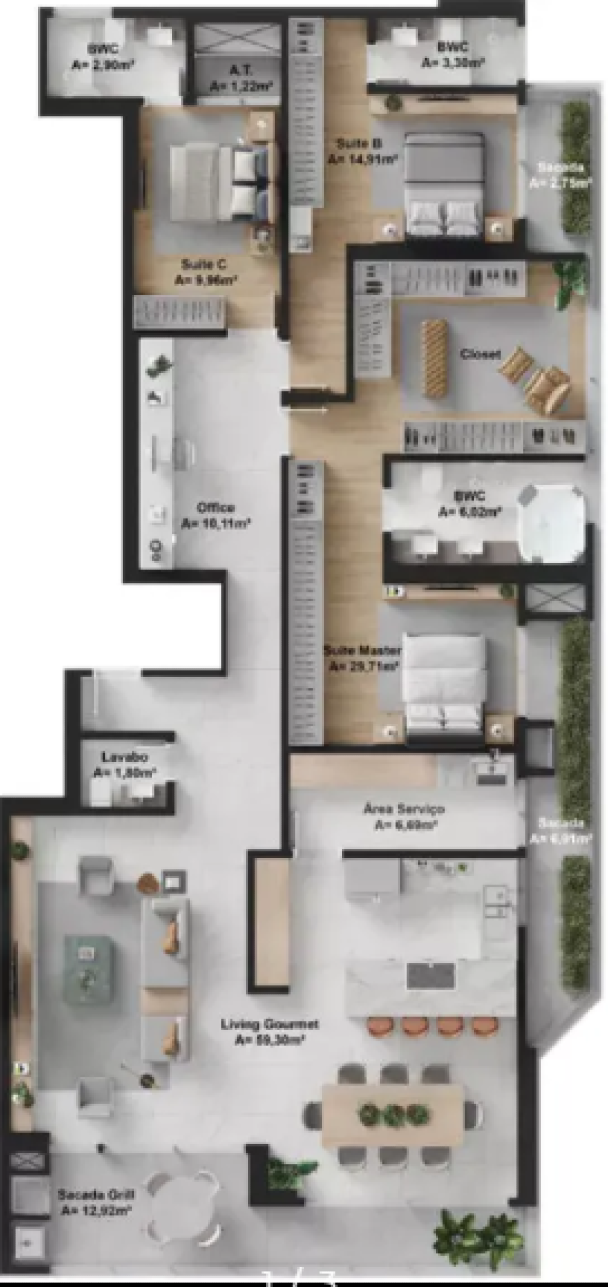 Apartamento com 2 Suítes no Artefacto Towers na Praia Brava em Itajaí - Planta