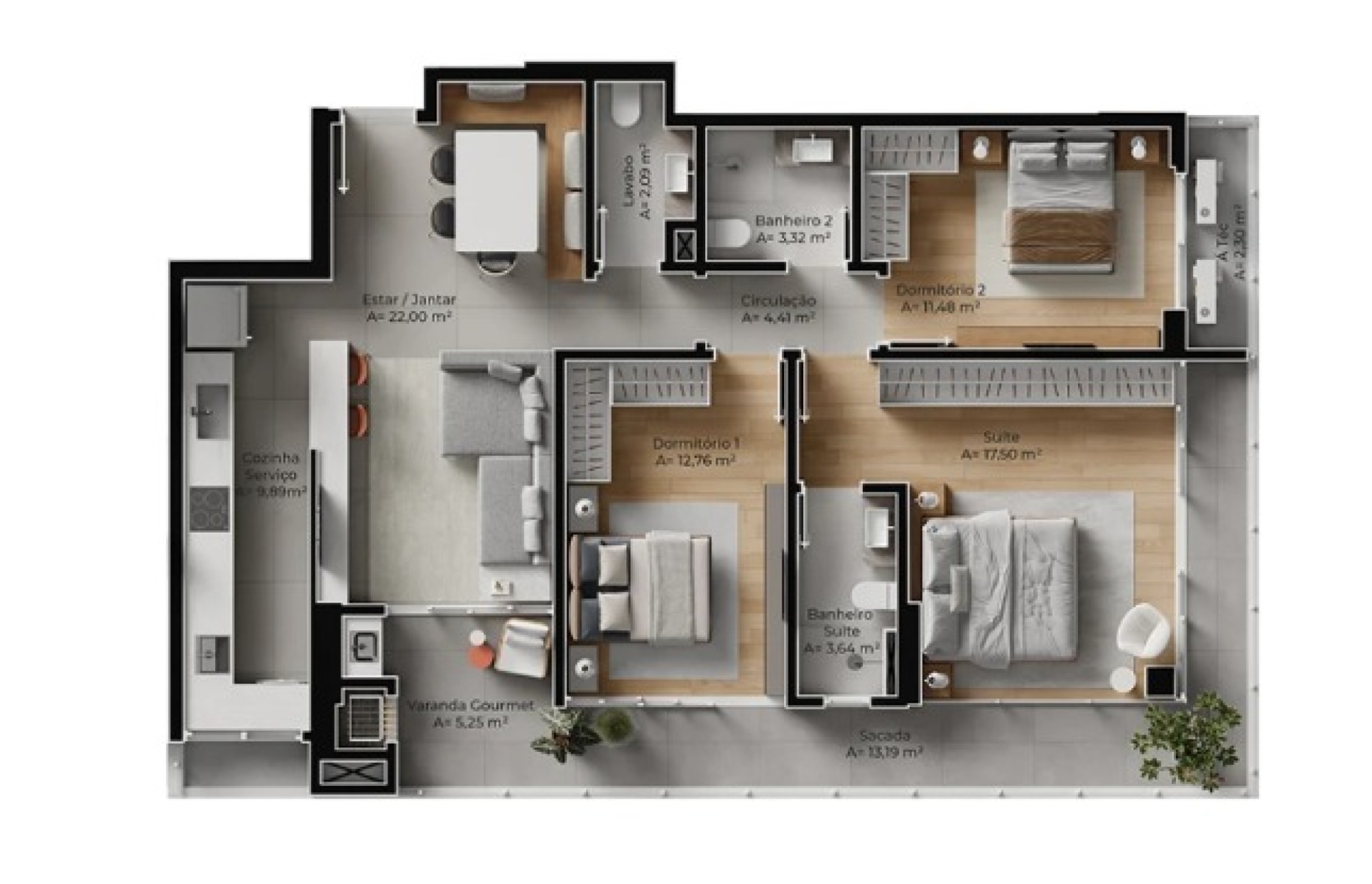 Apartamento com 2 suítes no edifício Volo Riviera no Fazenda em Itajaí - Planta