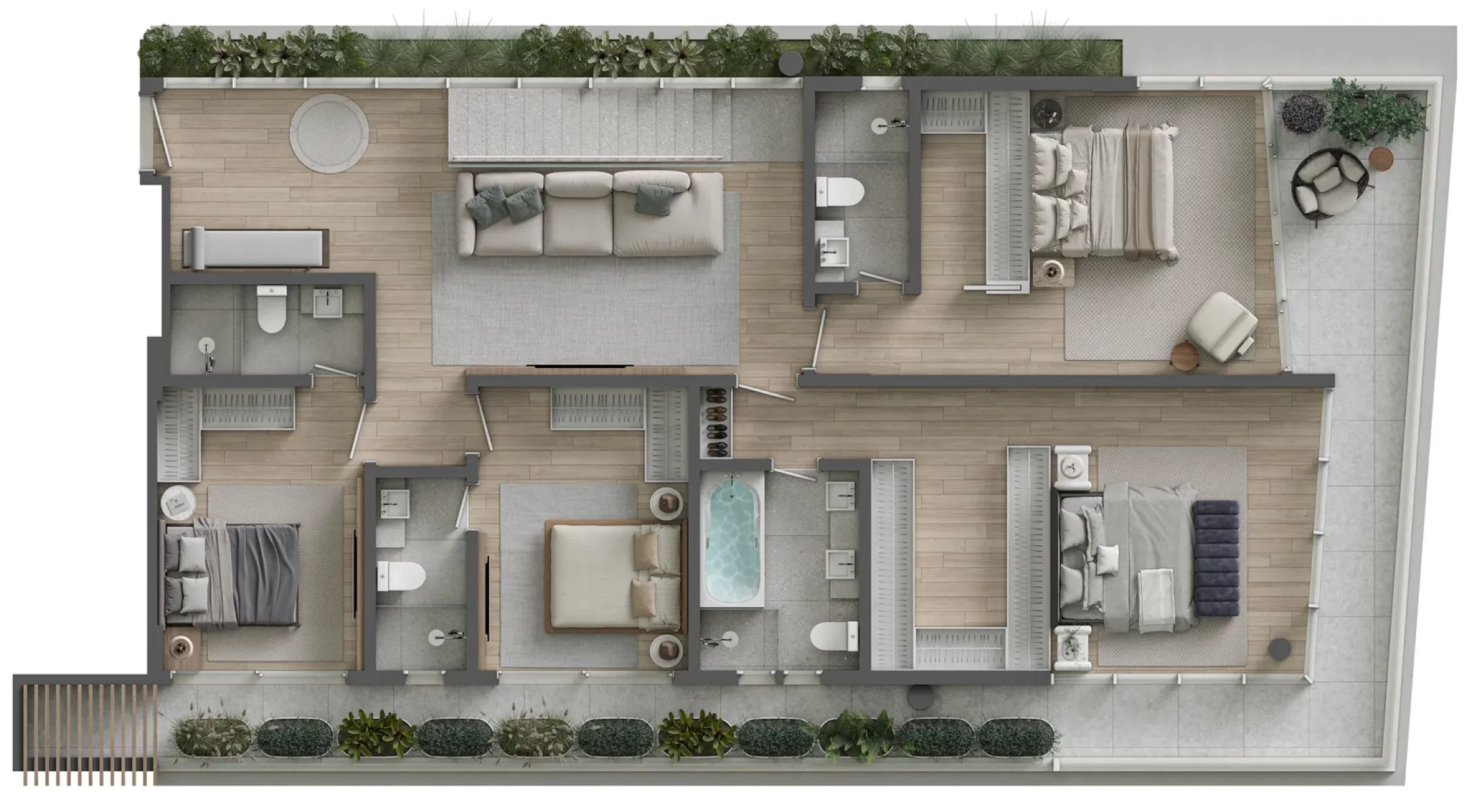 Cobertura triplex frente mar com 4 suítes no Edifício Sense em Praia Brava, Itajaí - Planta