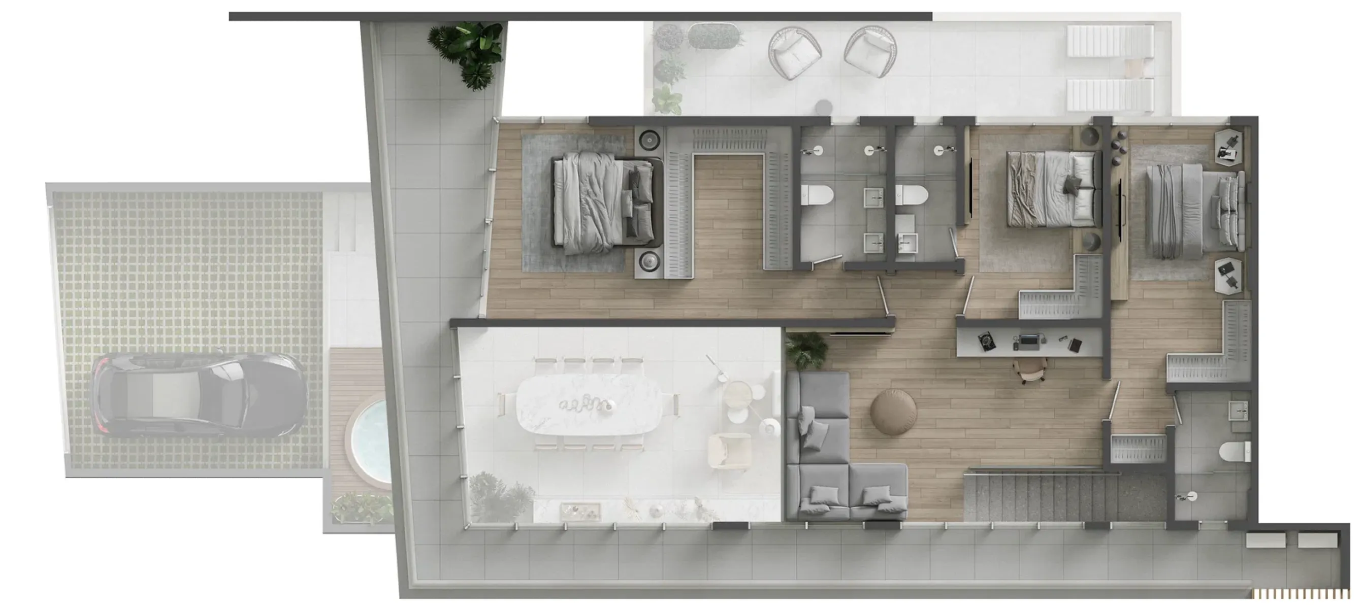 Apartamento garden duplex com 4 suítes no Edifício Sense na Praia Brava em Itajaí - Planta