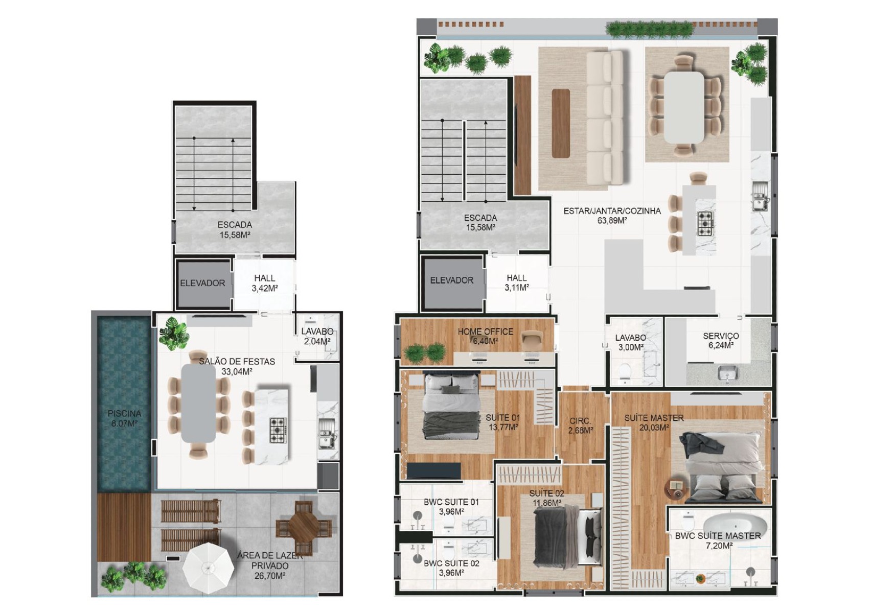 Apartamento com 3 suítes no In Exclusive Home na Praia Brava em Itajaí - Planta