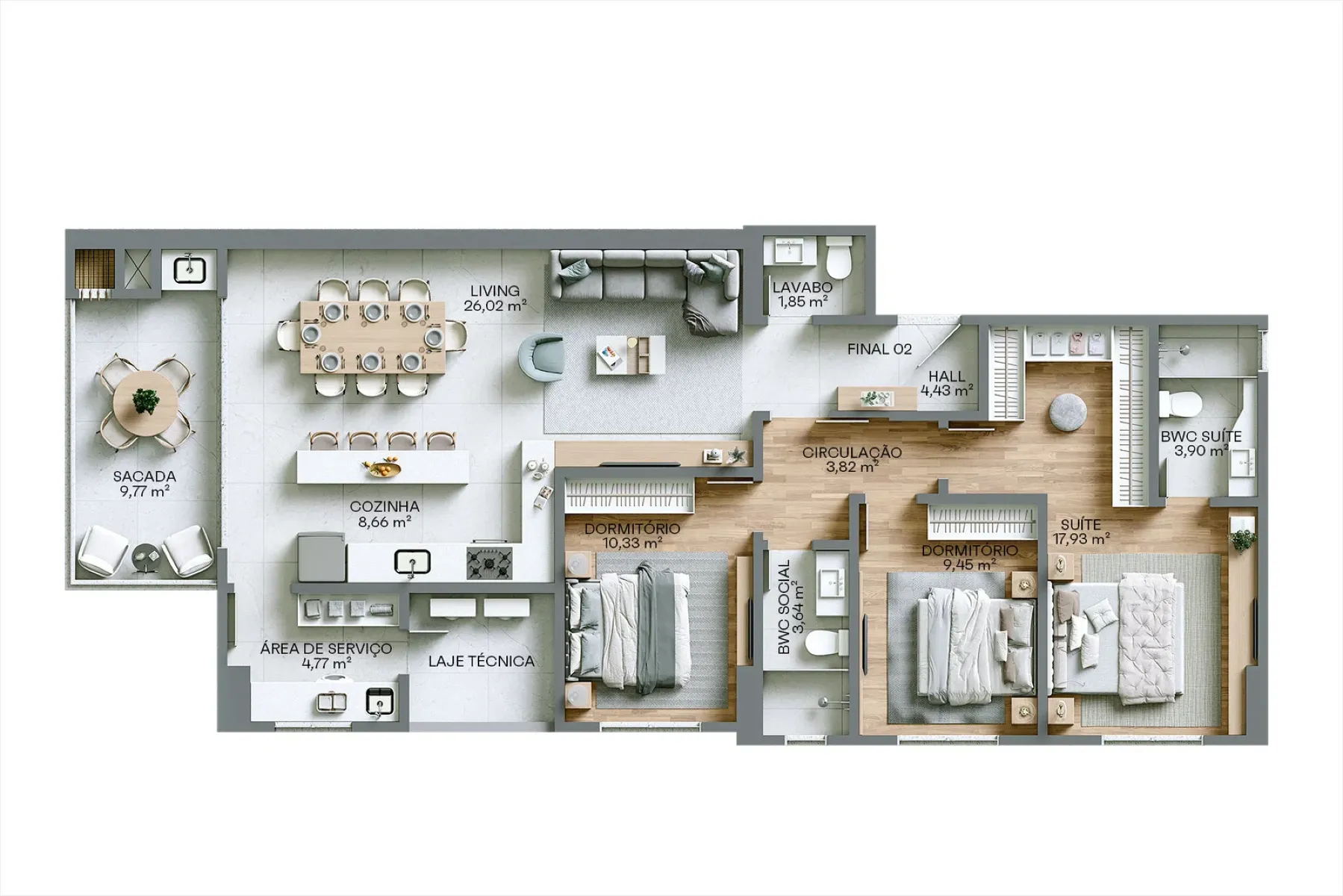 Apartamento no Edifício Monte Viso com 3 dormitórios no Bairro Fazenda em Itajaí - Planta