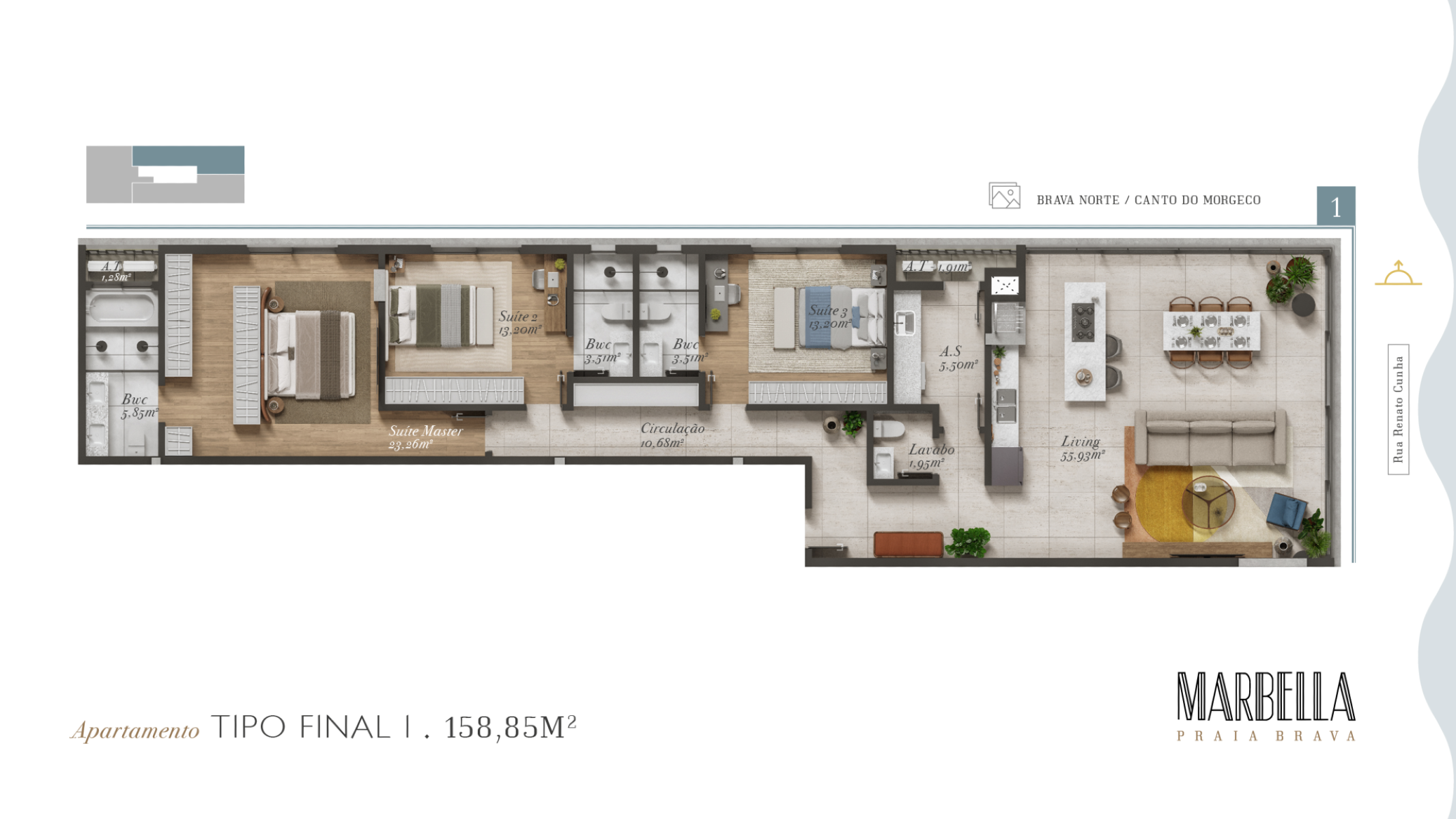 Apartamento com 3 suítes e 163m² no Marbella na Praia Brava em Itajaí  - Planta
