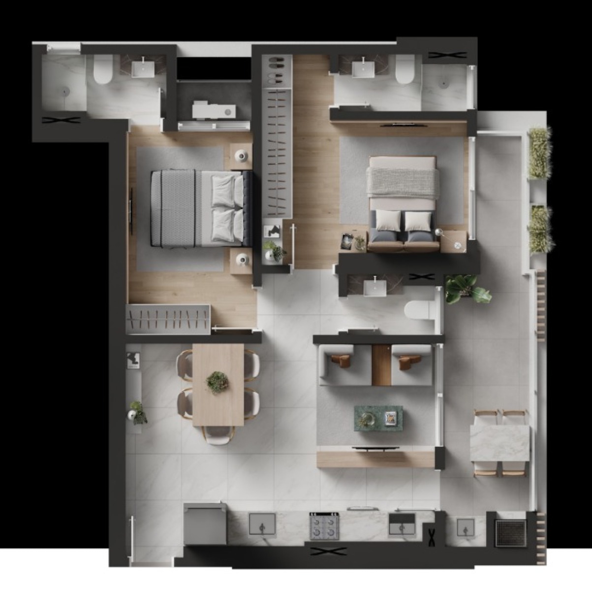 Apartamento com 2 Suítes no Artefacto na Praia Brava em Itajaí - Planta