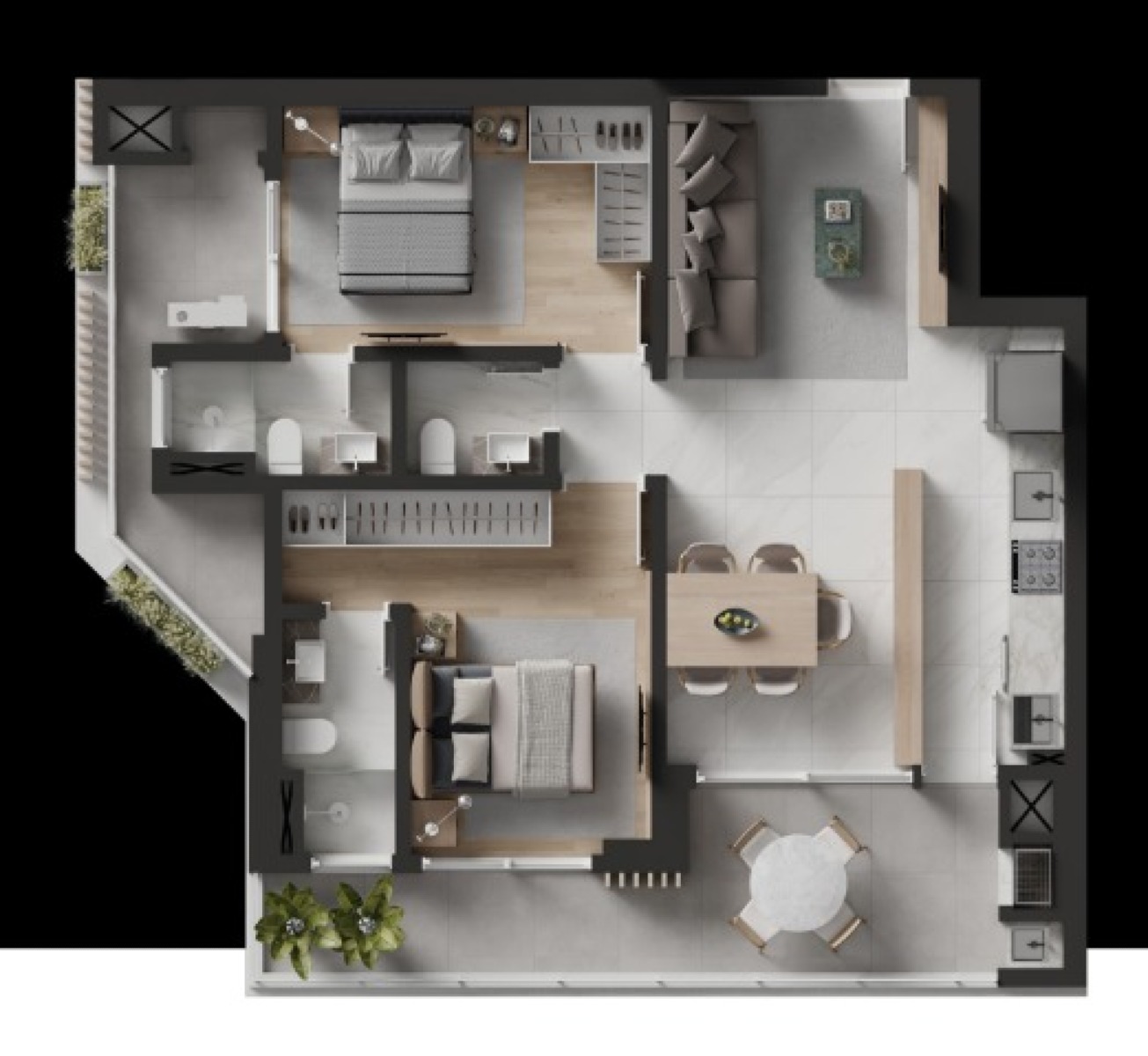 Apartamento Moderno com 2 Suítes no Artefacto na Praia Brava em Itajaí - Planta