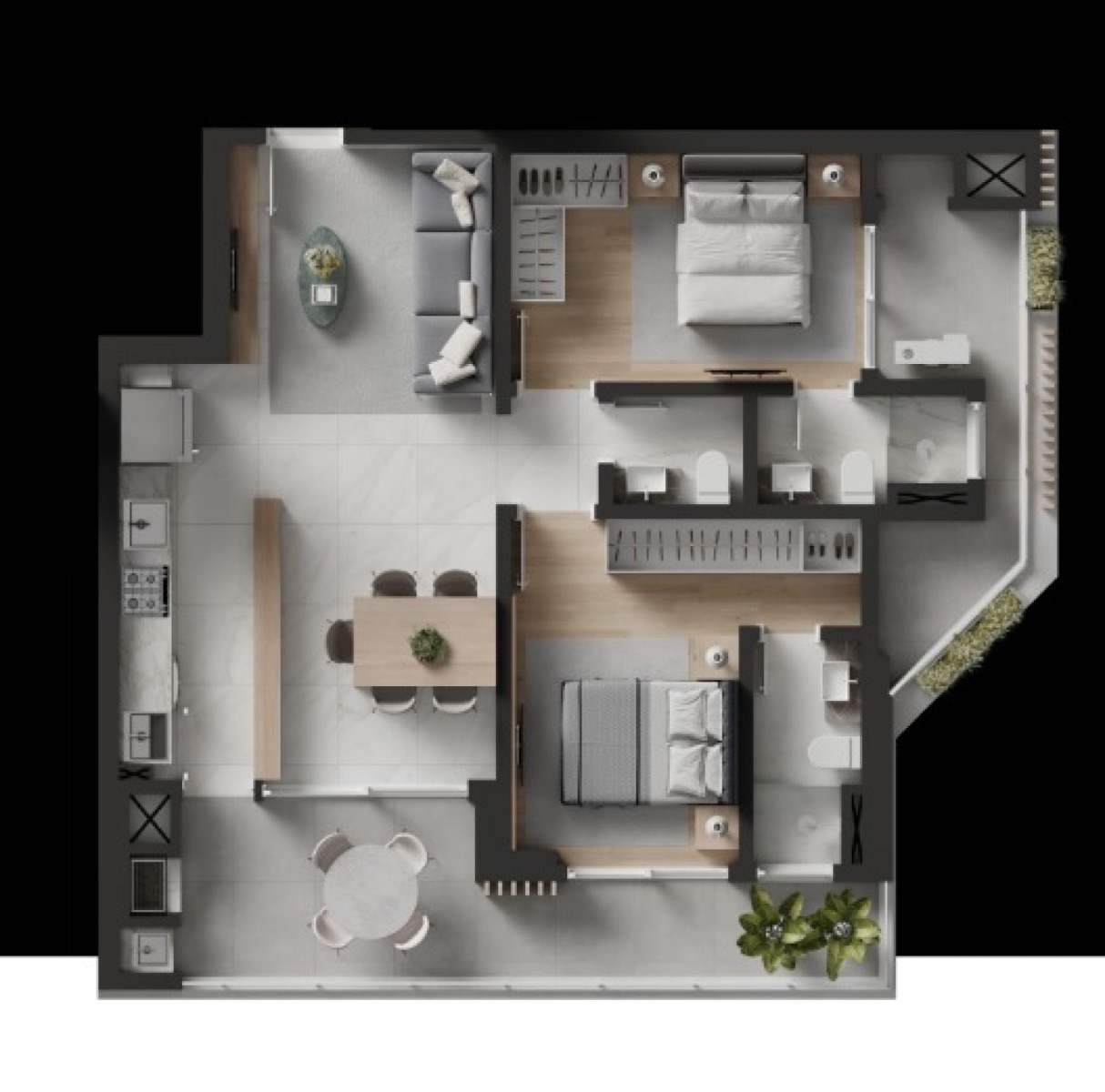 Apartamento na Planta com 02 Suítes no Artefacto Towers na Praia Brava em Itajaí  - Planta