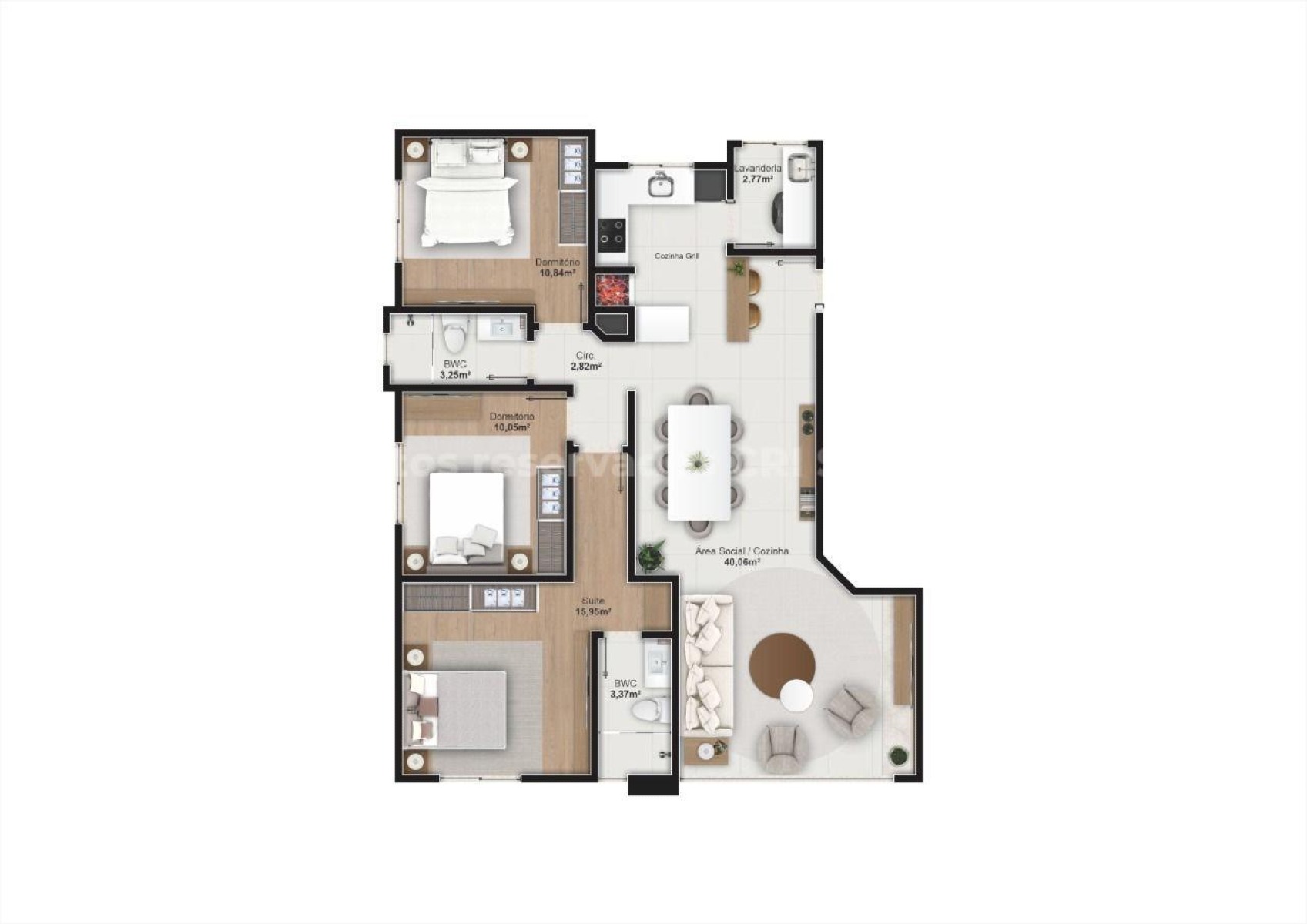 Apartamento com 03 Quartos Edifício Punta Sal no Centro de Balneário Camboriú - Planta