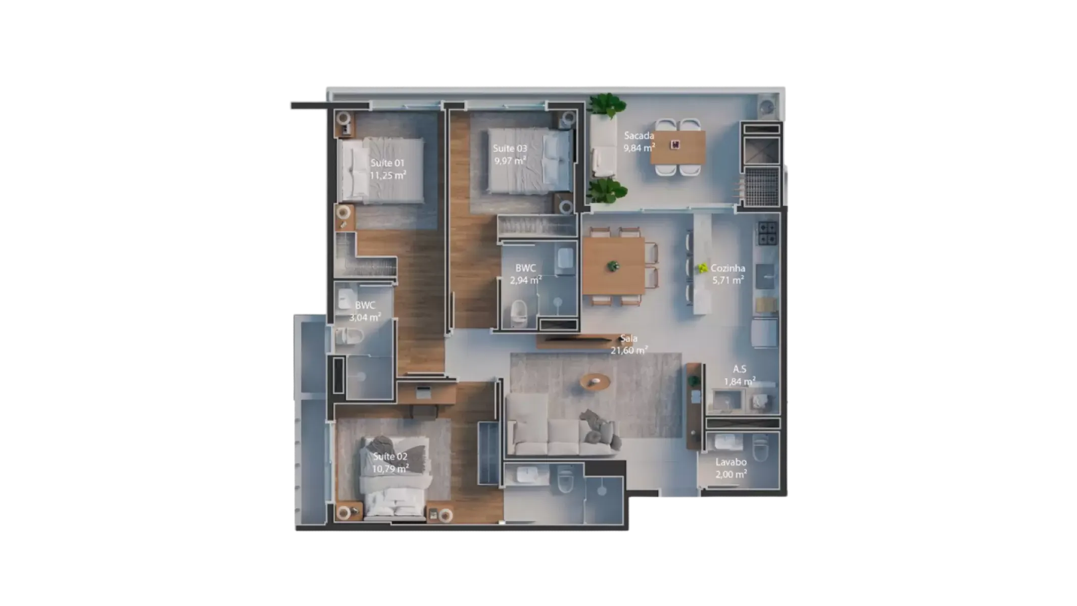 Apartamento com 3 suítes no Edifício Ventura no Vivapark em Porto Belo - Planta