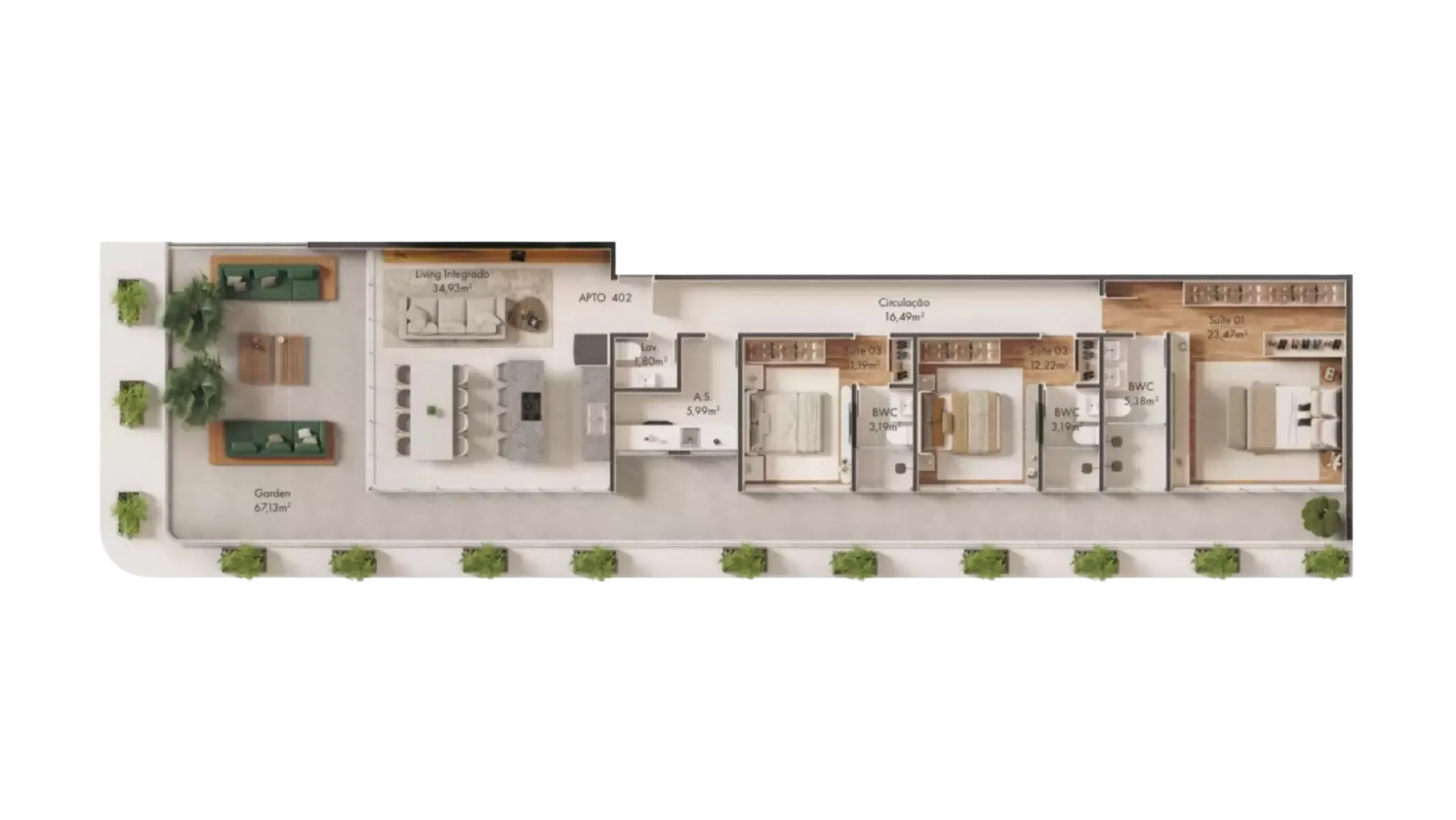 Apartamento Garden com 3 suítes no Vision Home Club no Vivapark, Porto Belo - Planta