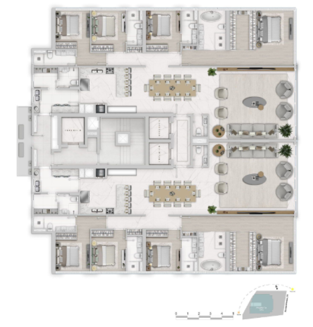 Apartamento com 4 suítes no Edifício Imperium Tower no Centro de Balneário Camboriú - Planta