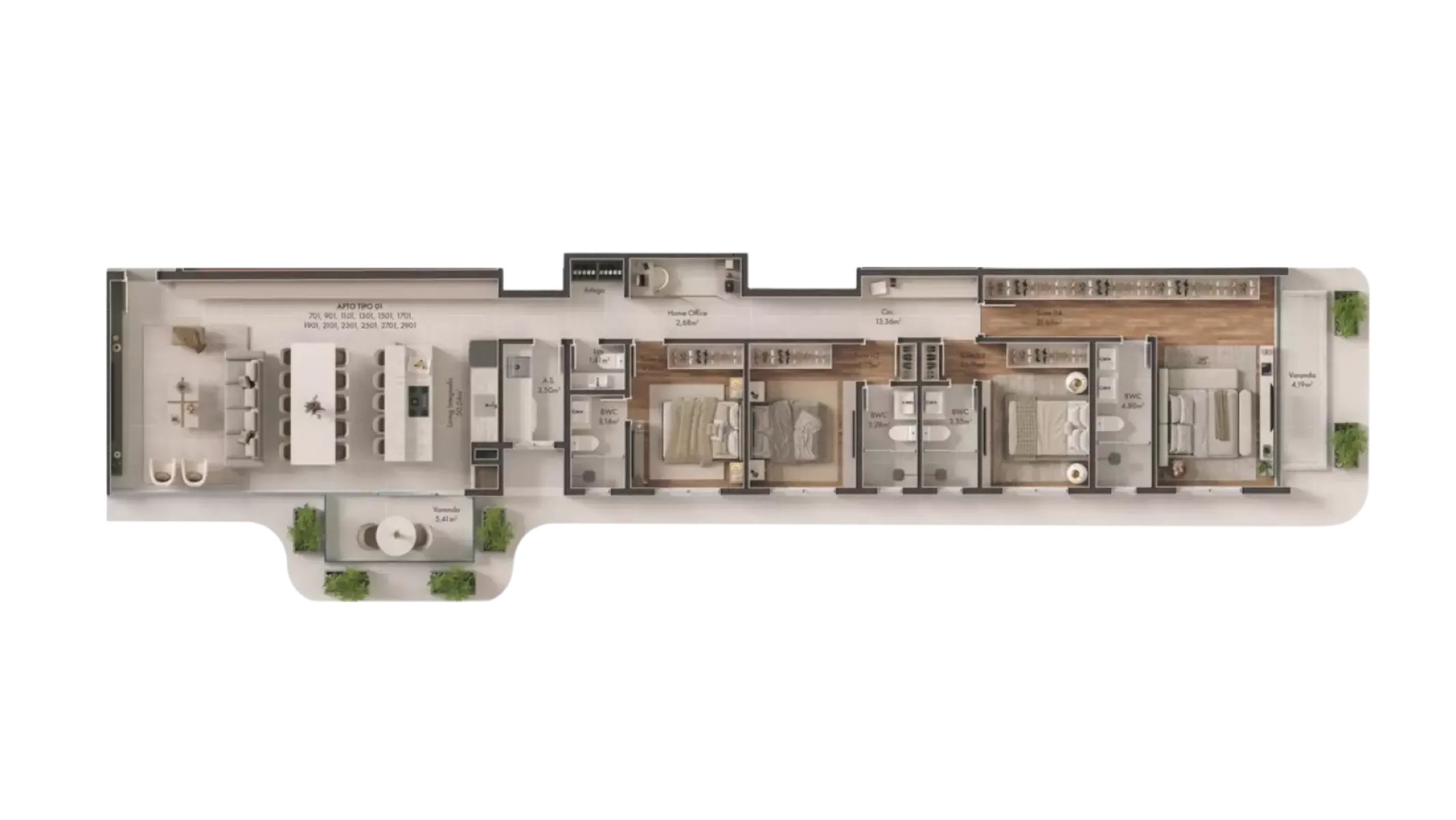 Apartamento com 4 suítes no Vision Home Club no Vivapark em Porto Belo - Planta