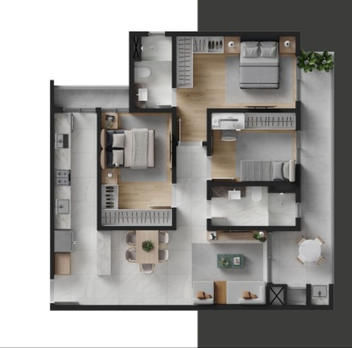 Apartamento com 3 Dormitórios no Edifício Habitah na Praia Brava em Itajaí - Planta