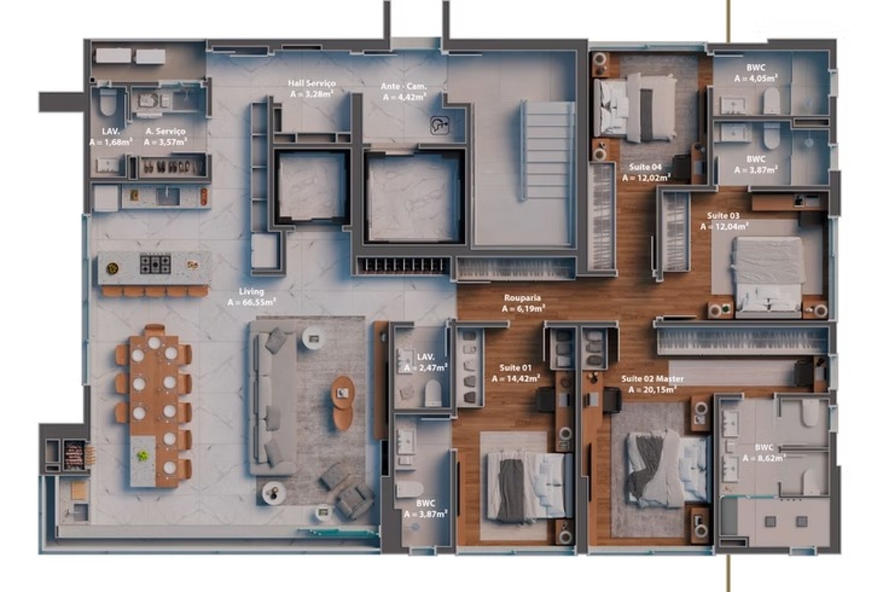Apartamento 190m² com 4 Suítes no Edifício Alicante Casa no Centro em Balneário Camboriú - Planta