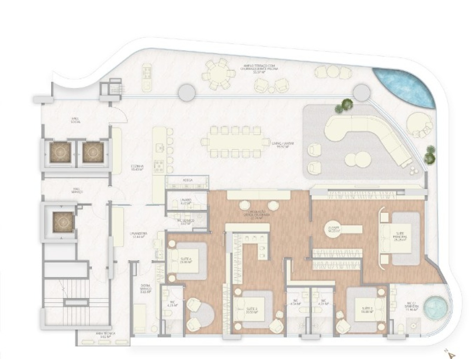 Apartamento com 398m² no Edifício Atmosphere Spa Home Club na Praia Brava em Itajaí - Planta