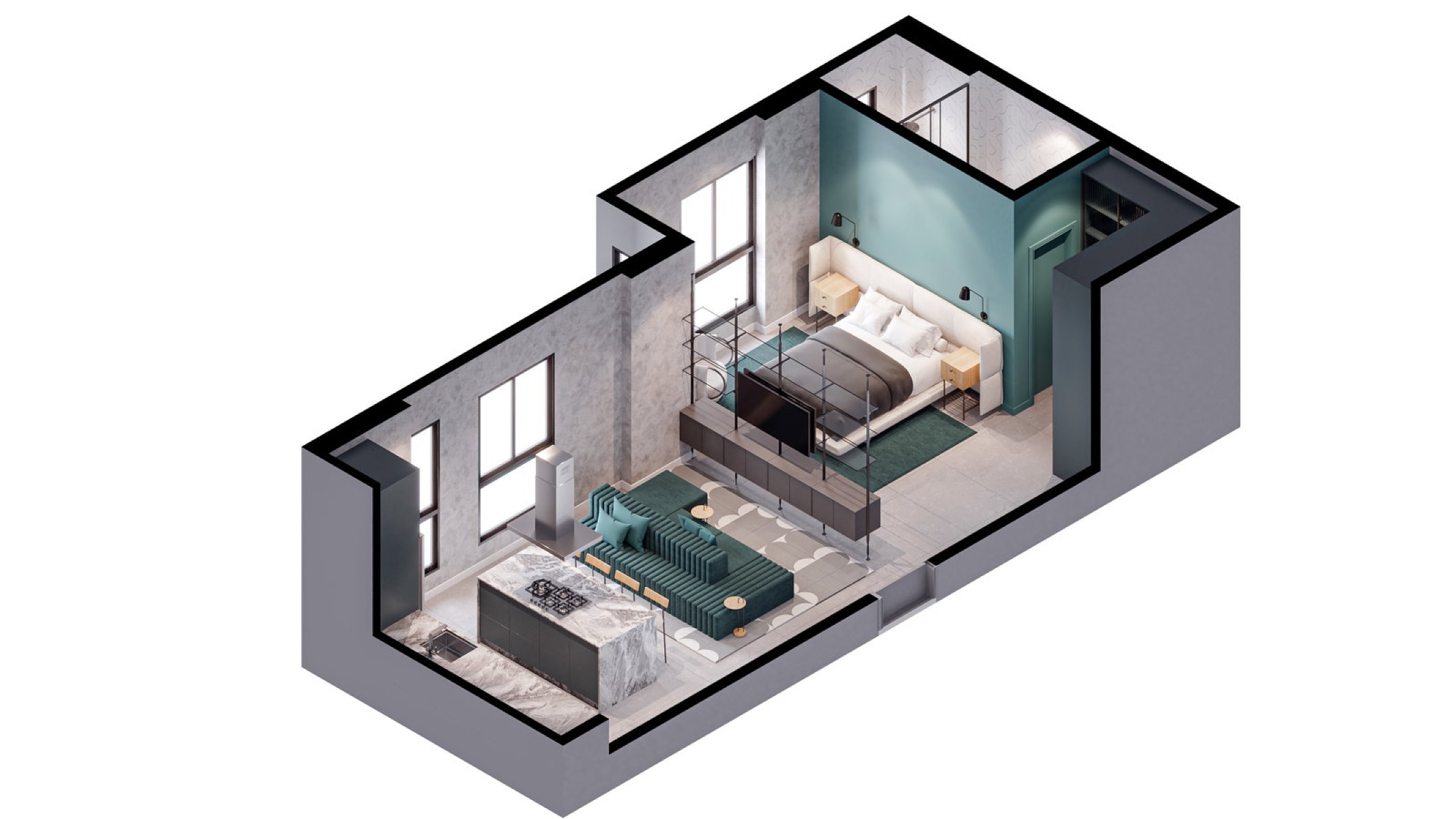 Apartamento 48m² com 1 Dormitório no Edifício Plural em Balneário Perequê Porto Belo - Planta