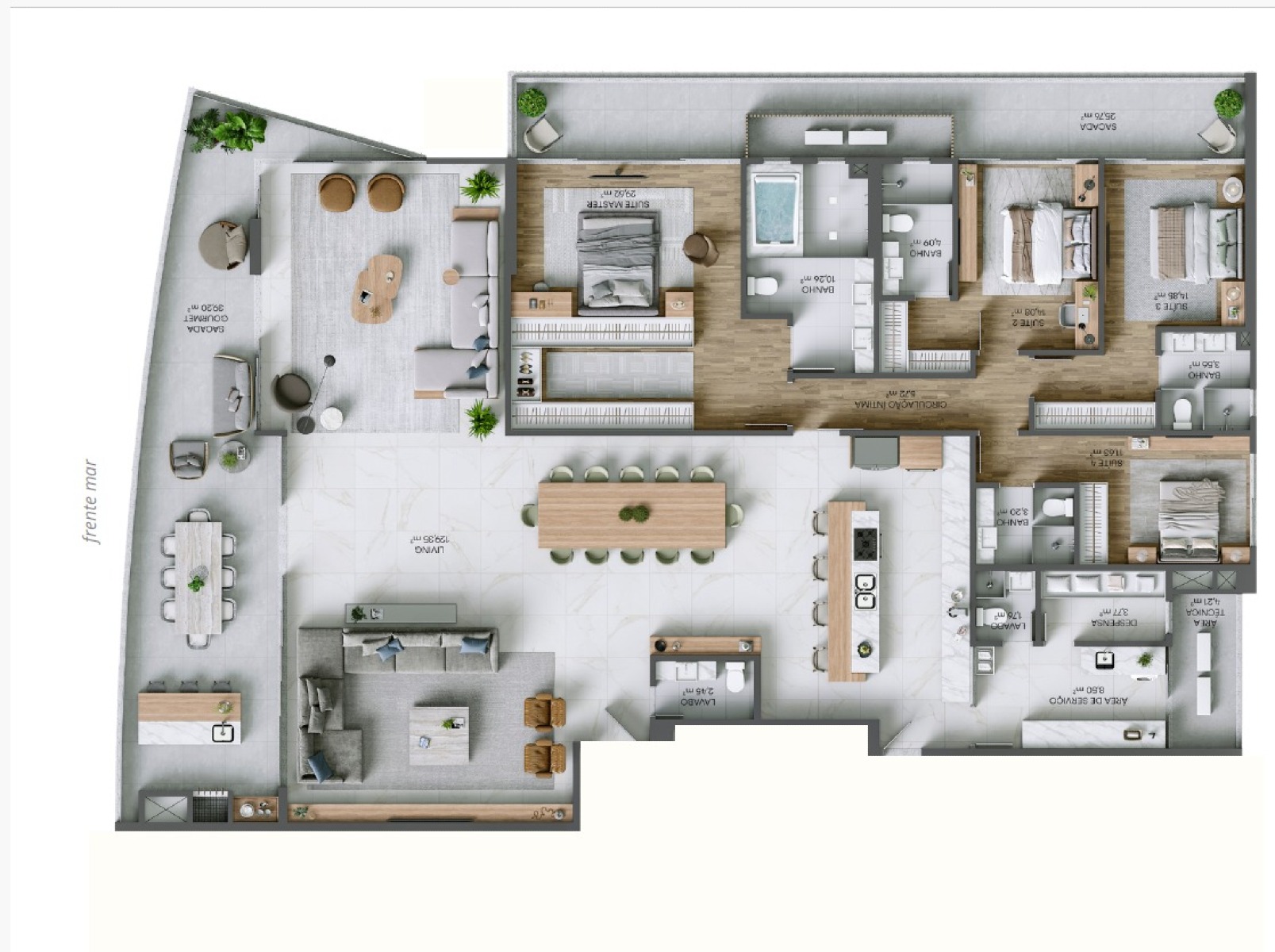Apartamento 350m² com 4 Suítes no Brava Beach Internacional Torre Pacífico na Praia Brava em Itajaí - Planta