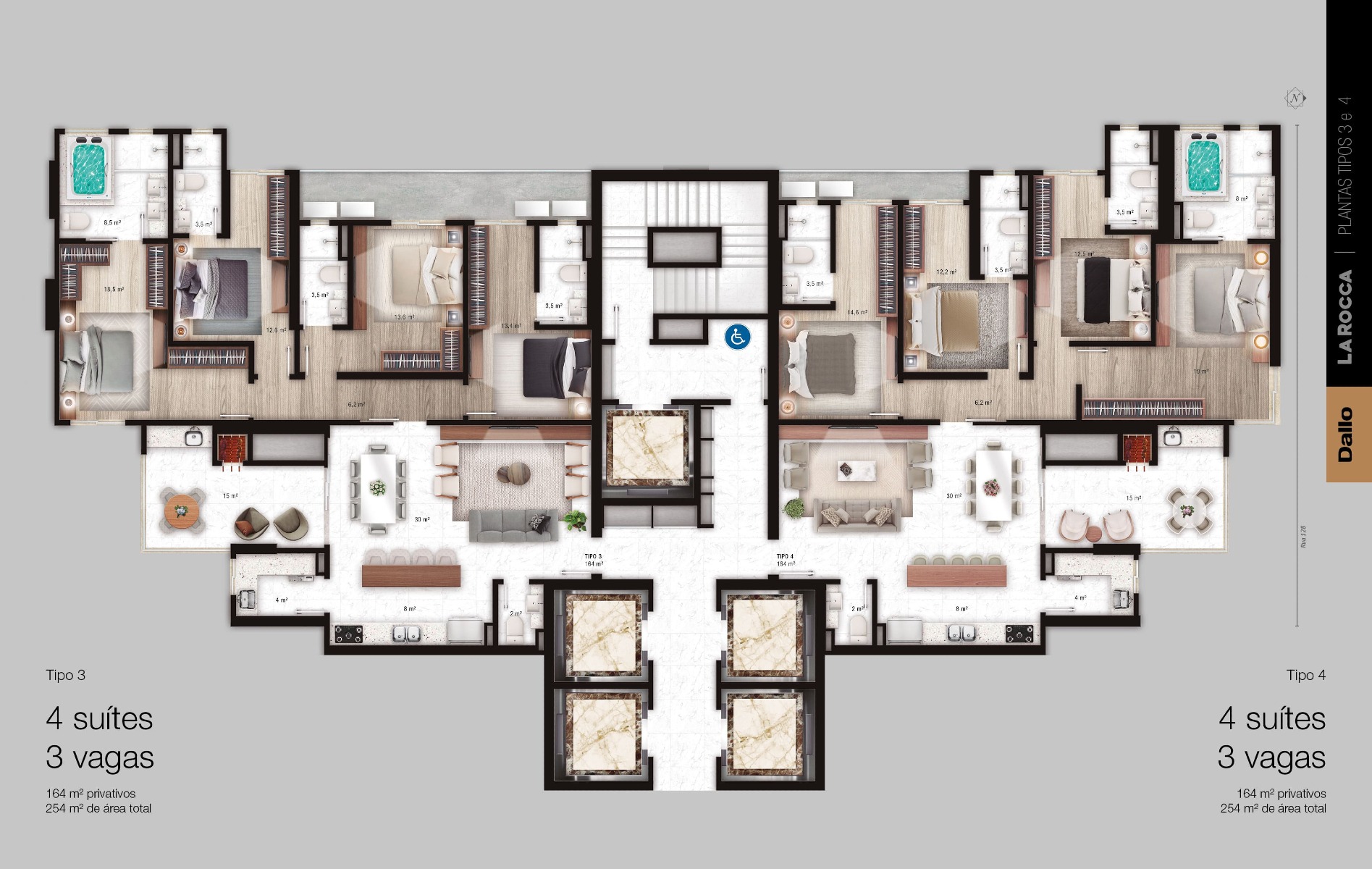 Apartamento 164m² com 4 Suítes no Edifício La Rocca no Centro em Itapema - Planta