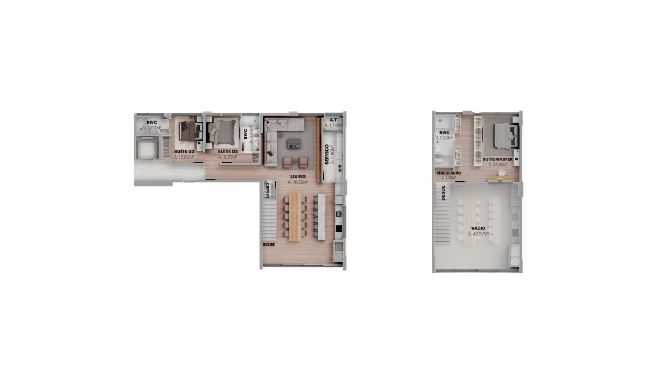 Apartamento com 3 suítes Edifício Vista Jardins no Vivapark, Porto Belo - Planta