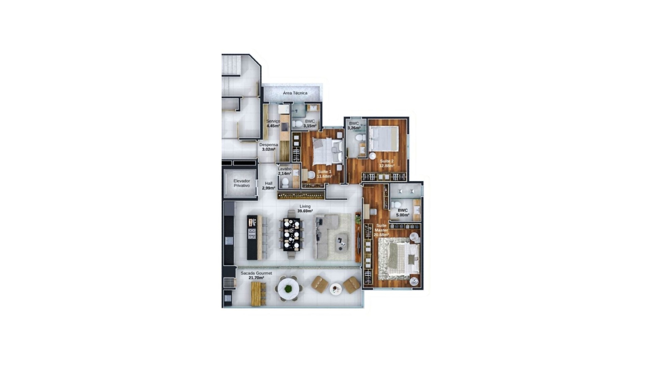 Apartamento com 3 suítes no Edifício Ocean View no Fazenda, Itajaí - Planta
