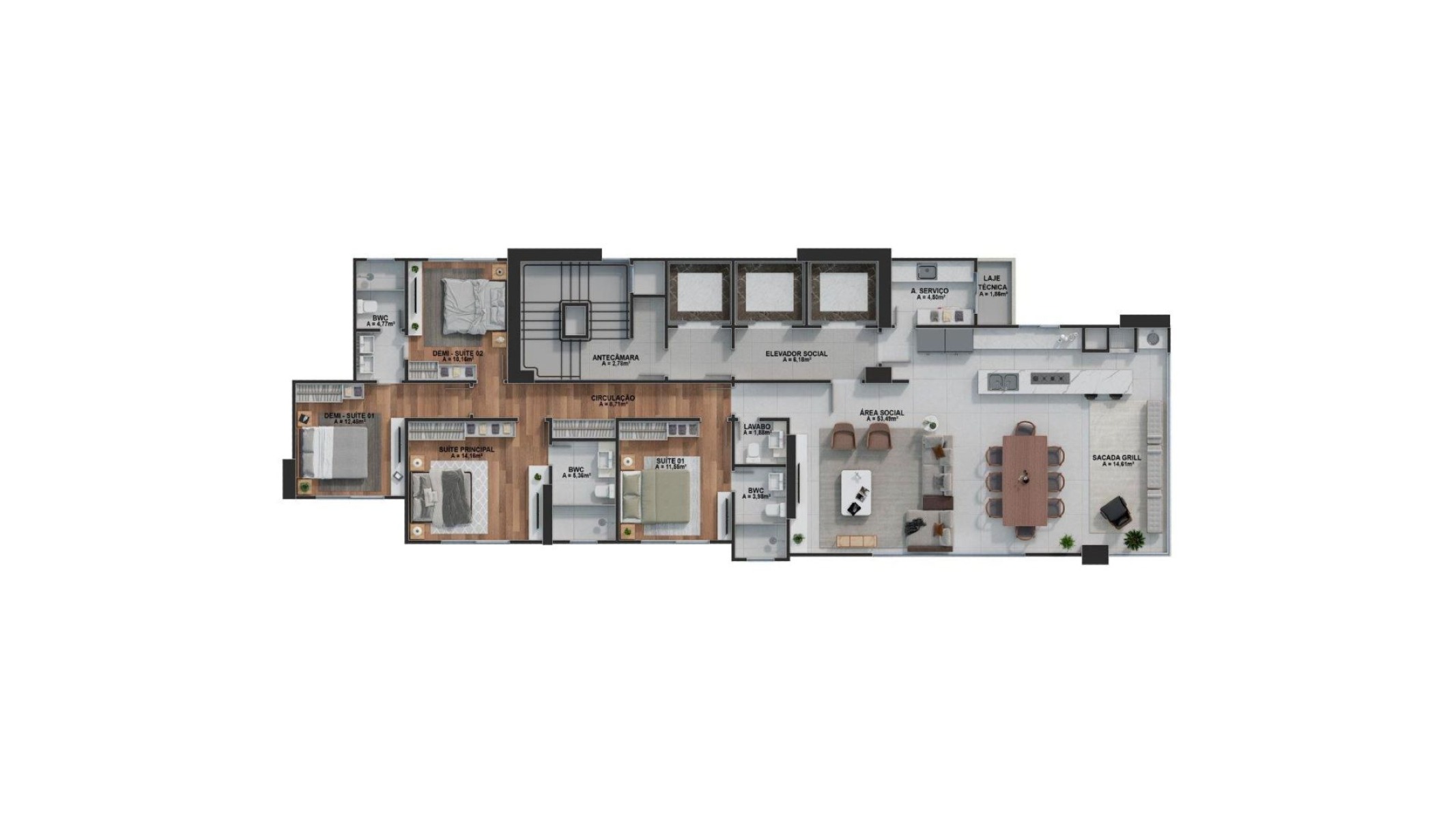 Apartamento com 4 Dormitórios no Edifício San Paolo Residenziale no Centro de Balneário Camboriú - Planta