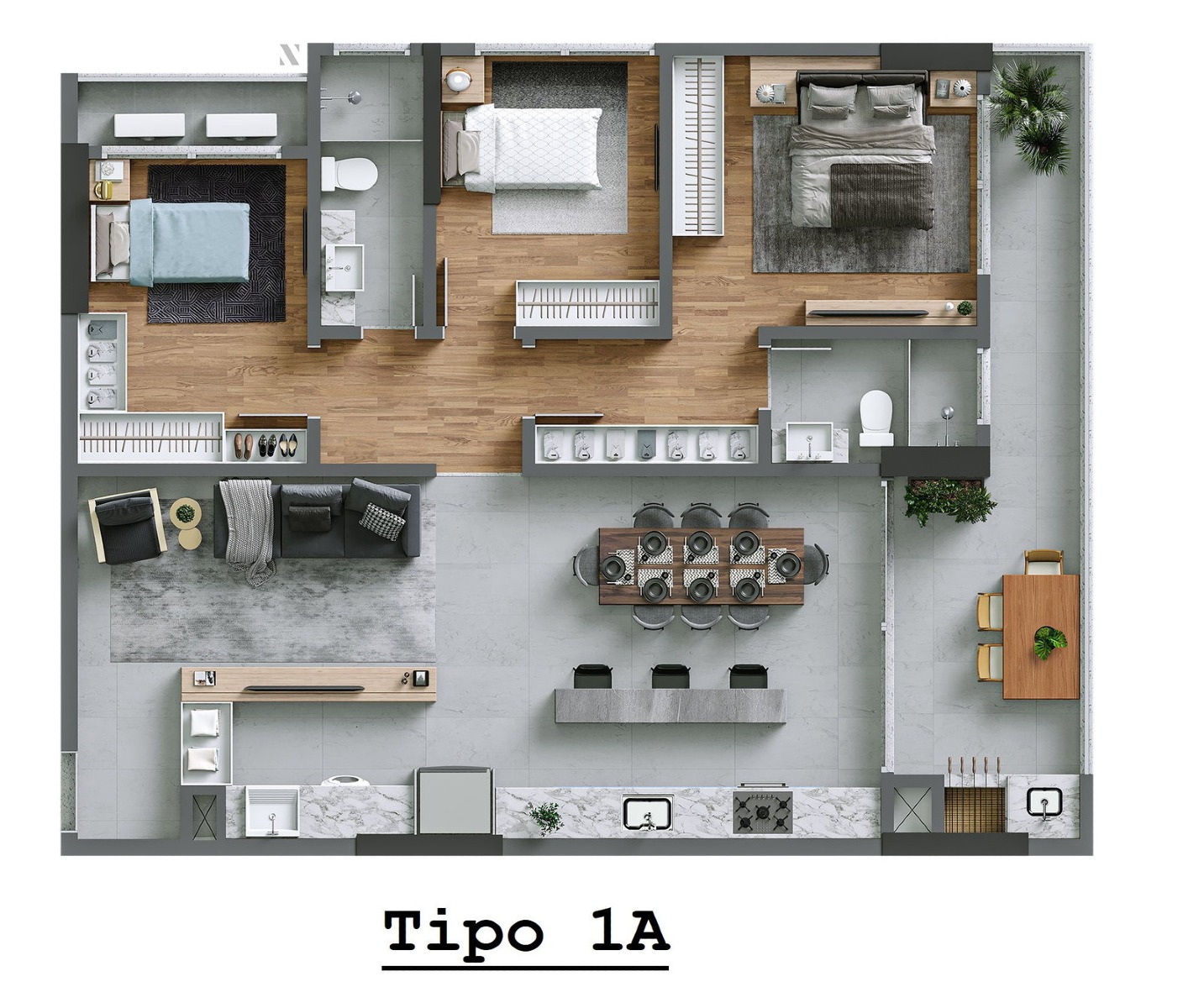 Apartamento 110m² com 3 Dormitório no Edifício Torres da Brava na Praia Brava em Itajaí - Planta