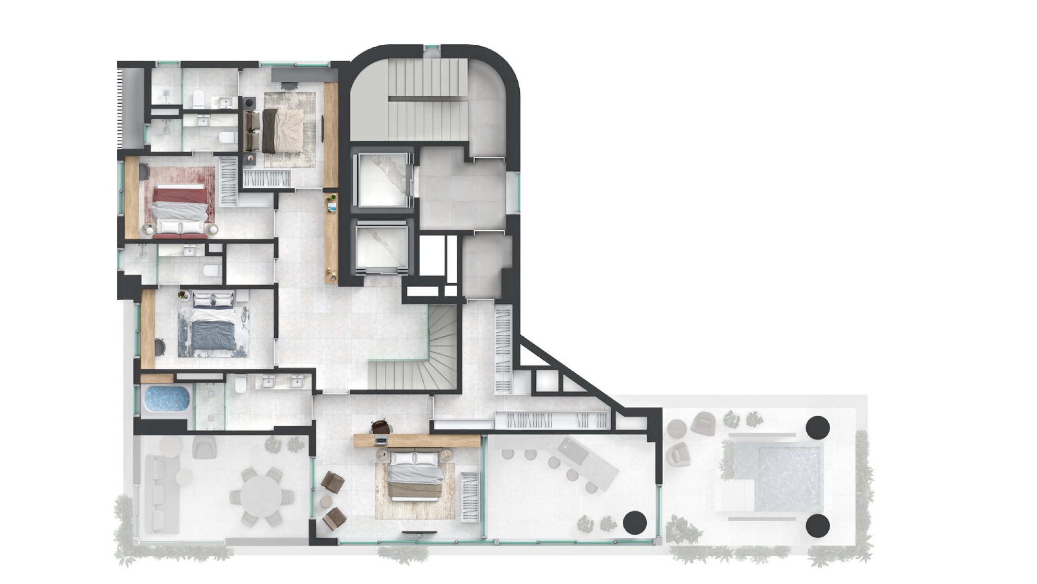 Duplex com 4 suítes Edifício Vitreo na Meia Praia em Itapema - Planta