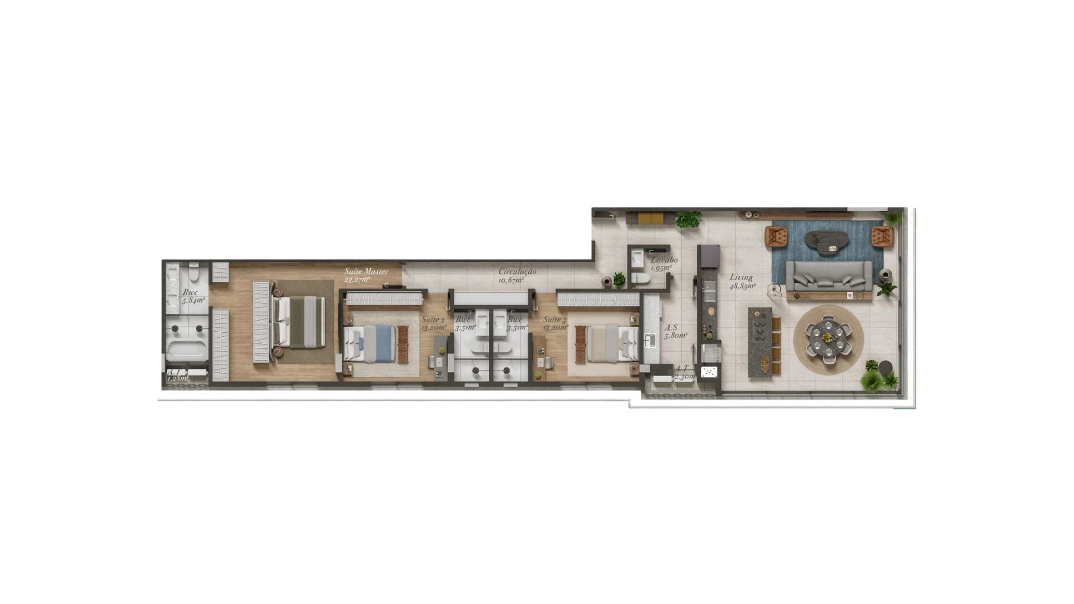 Apartamento 157,75m² com 3 Suítes no Edifício Marbella na Praia Brava em Itajaí - Planta