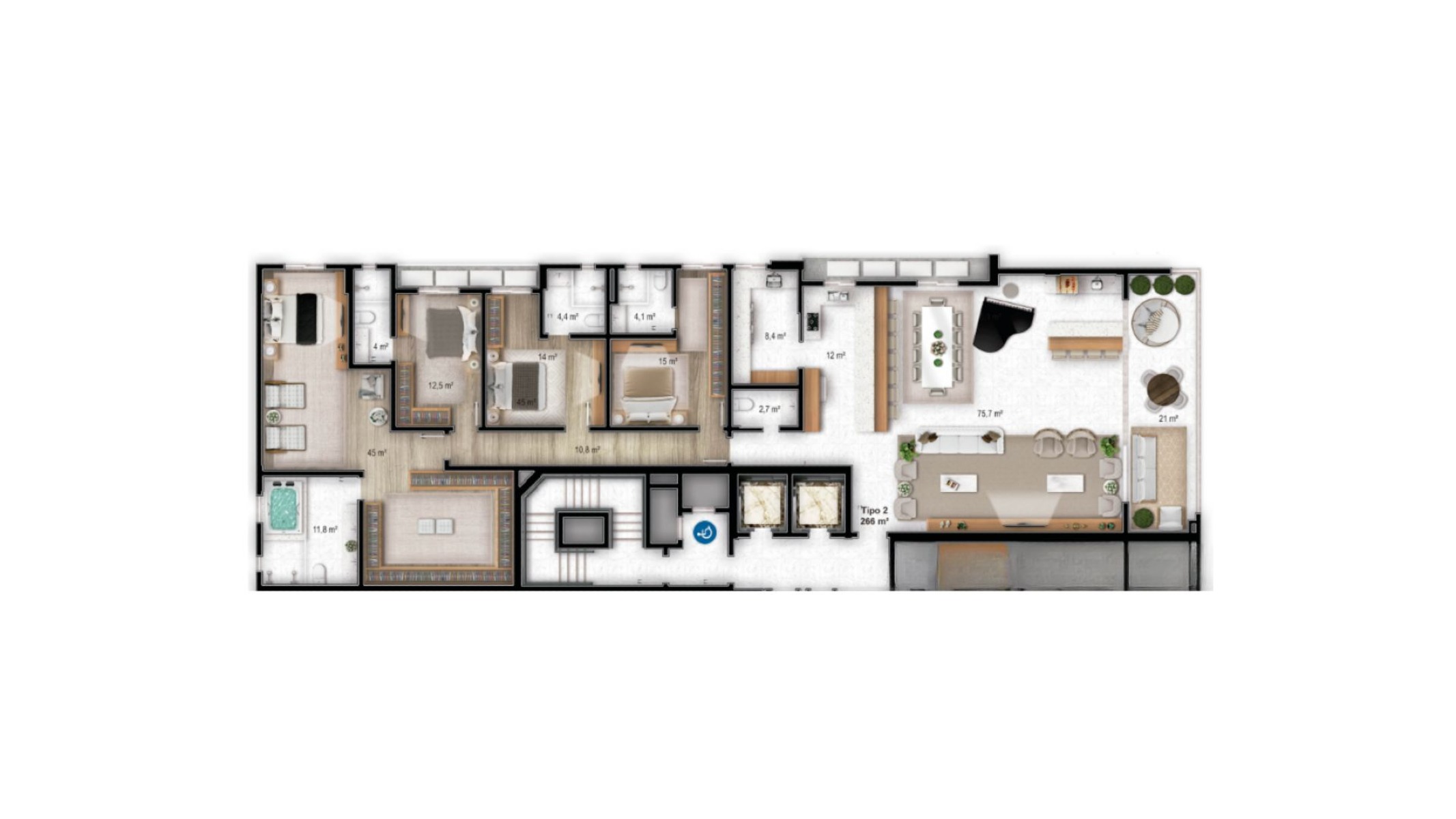 Apartamento 266m² com 4 Suítes no Edifício La Dolce Vita no Centro em Itapema - Planta
