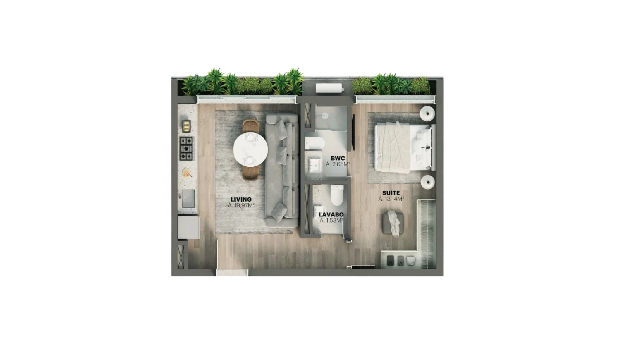 Apartamento 49m² com 1 Suíte no Edifício Vértice no Vivapark Porto Belo - Planta