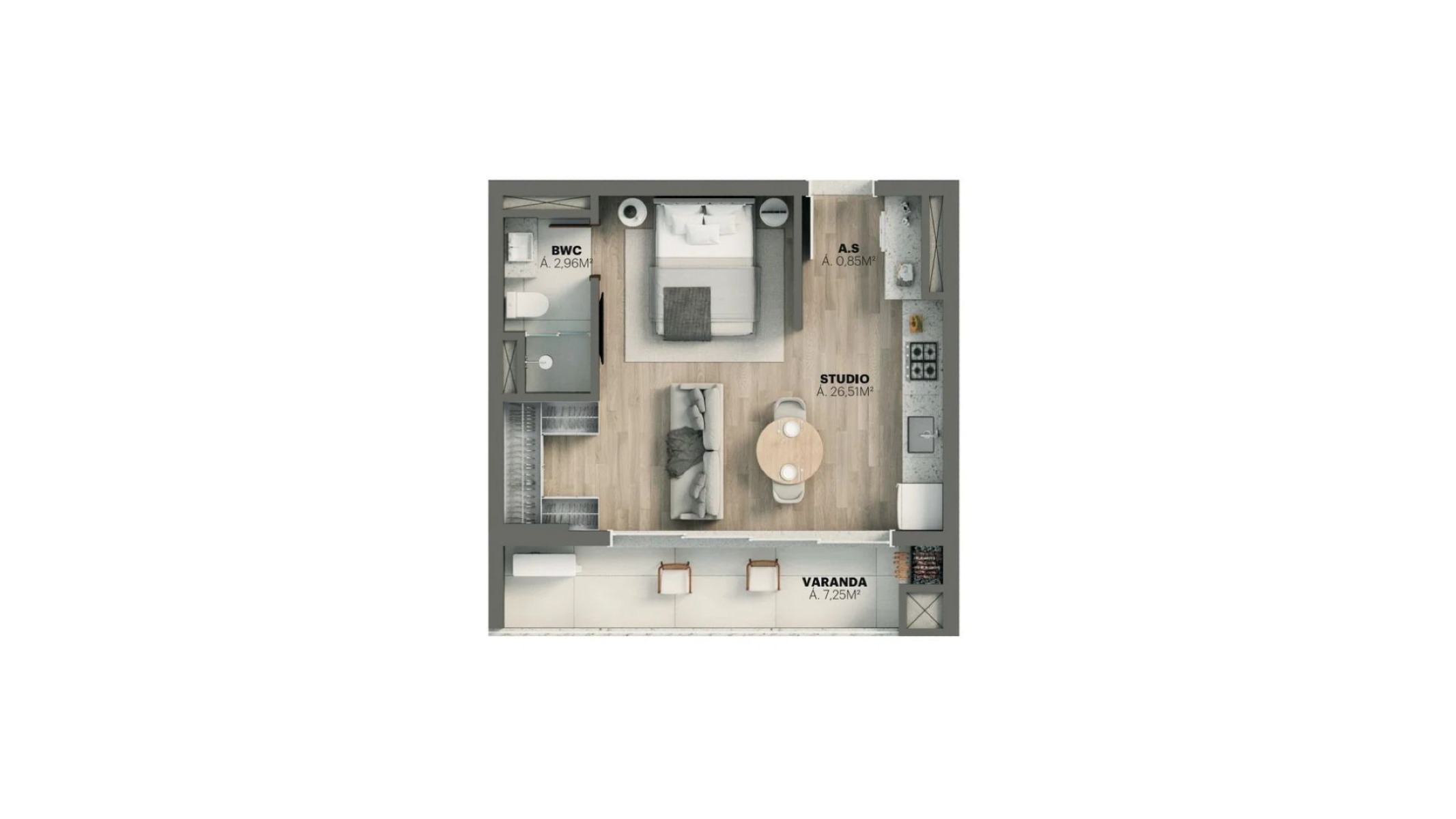 Apartamento com 1 Dormitório no Edifício Vértice no Vivapark, Porto Belo - Planta