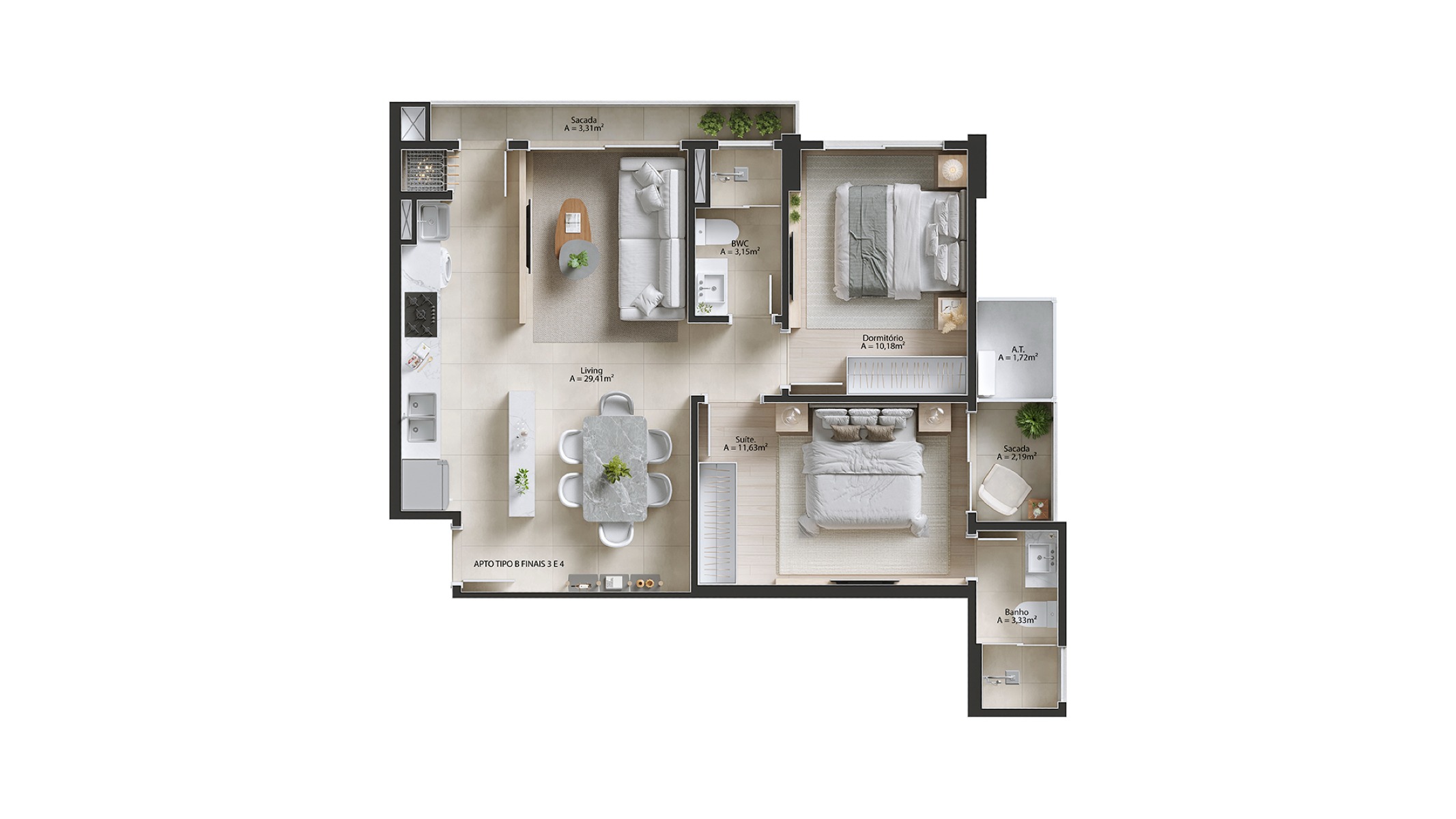  Apartamento com 2 quartos no Salt na Praia Brava em Itajaí - Planta