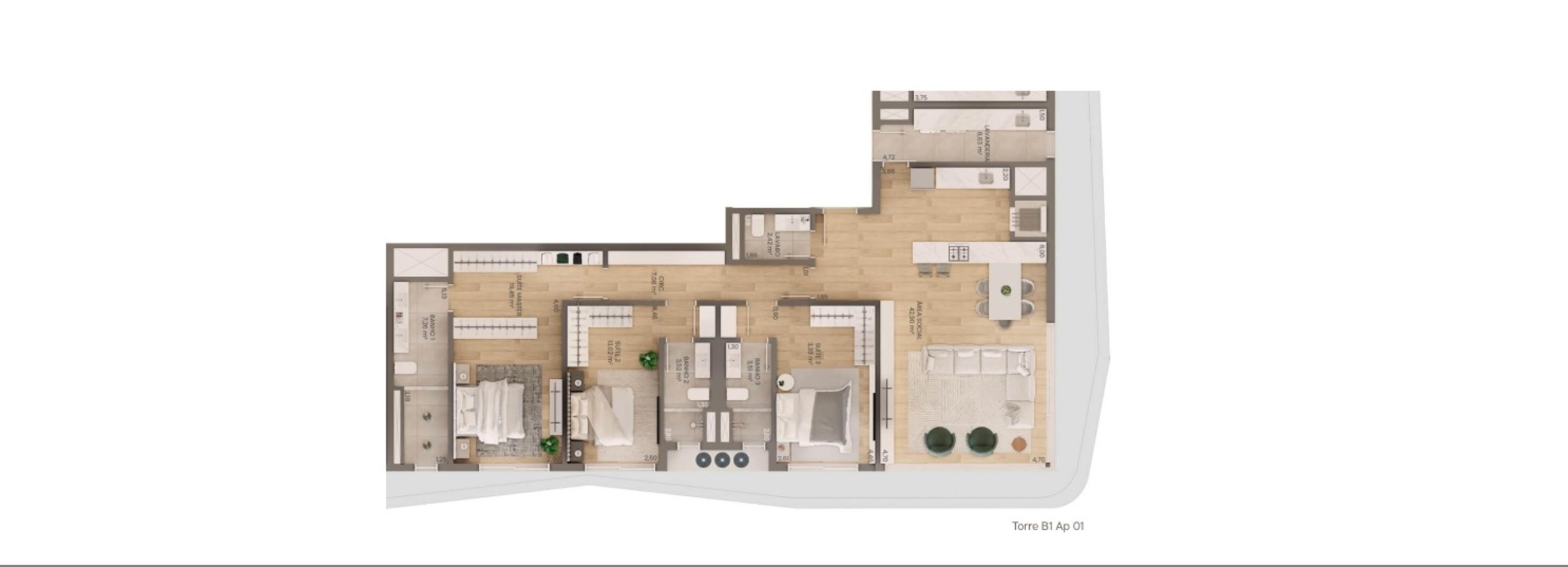 Apartamento com 3 Suítes, 144m² no Lagom Perequê em Balneário Perequê em Porto Belo - Planta